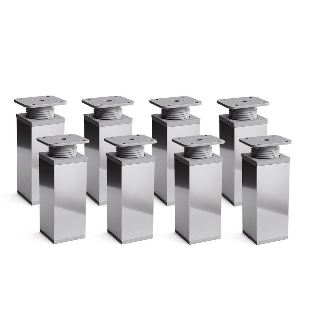 sossai® Möbelfuß Design-Möbelfüße, 4er & 8er Set, höhenverstellbar MFV1, Farbe: Chrom, (8-St), Farbe: Chrom