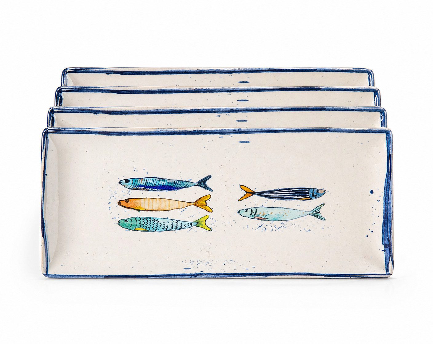 WestCraft Speiseteller Teller, mediterran, 2er Set Teller, rechteckig (25 x 15cm)/weiß, 2 St