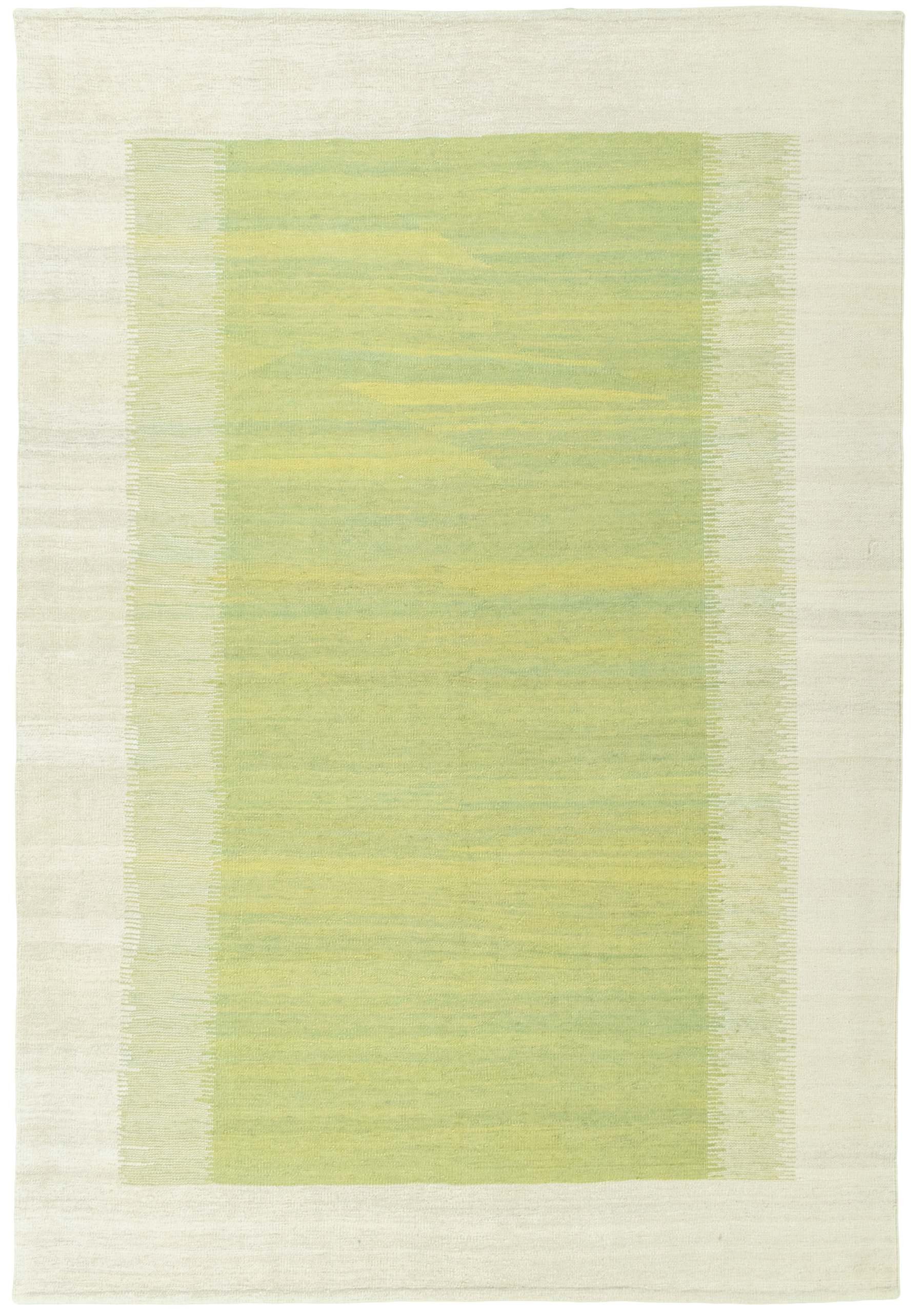 CABBEL Orientteppich 254x174 cm Kandou Grün Kelim Teppich Schurwolle Handgewebt Unikat, rechteckig, Höhe: 5 mm, 100% Schurwolle – weich und pflegeleicht
