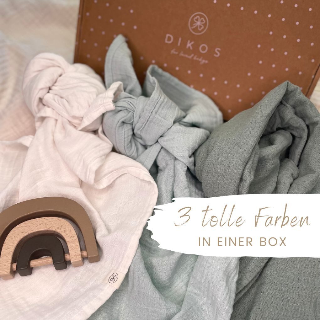 Babydecke Mulltücher 3er-SET gekreppt, Spucktuch 64x64 100% GOTS BIO-Baumwo günstig online kaufen