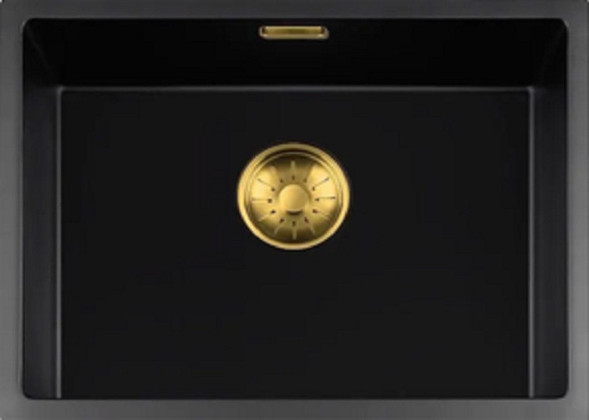 togo Küchenspüle 50BQ37-FU-Gold, rechteckig, 54/41 cm, Schwarze Quarz Spüle