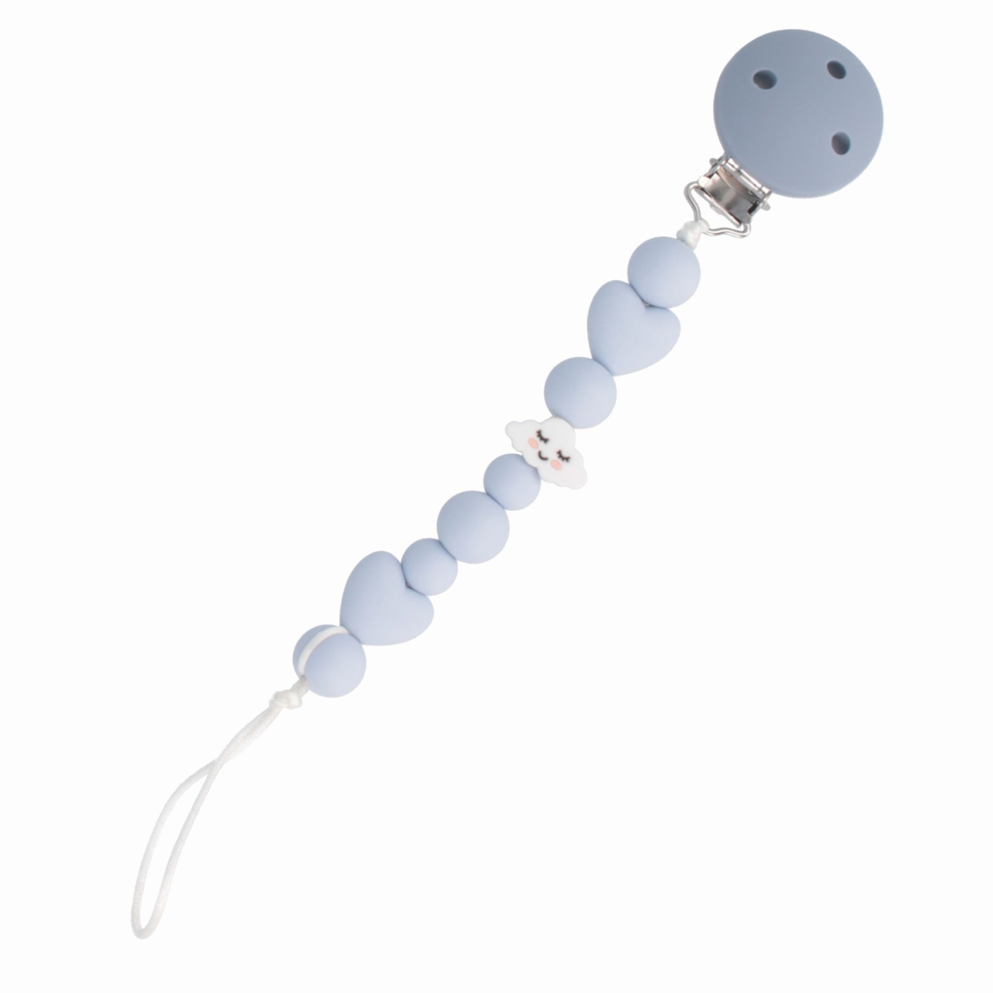 PARSA Beauty Schnuller Baby Schnullerkette, Silikonperlen in Blau mit sicherem Clip
