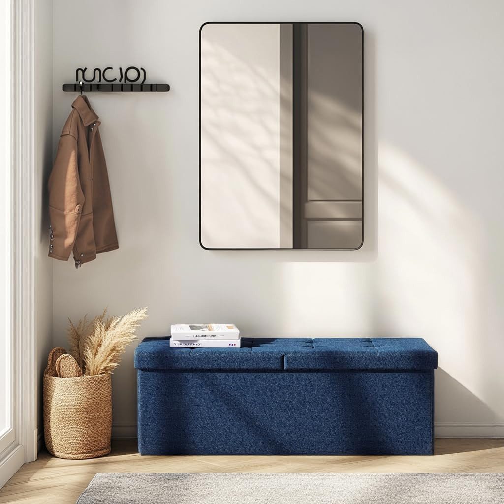 Zedelmaier Sitzbank 114cm mit Stauraum 120 L, klappbare Sitztruhe mit abnehmbarem Deckel, faltbar Hocker Fußbank Aufbewahrungsbox – Bild 4 von 5
