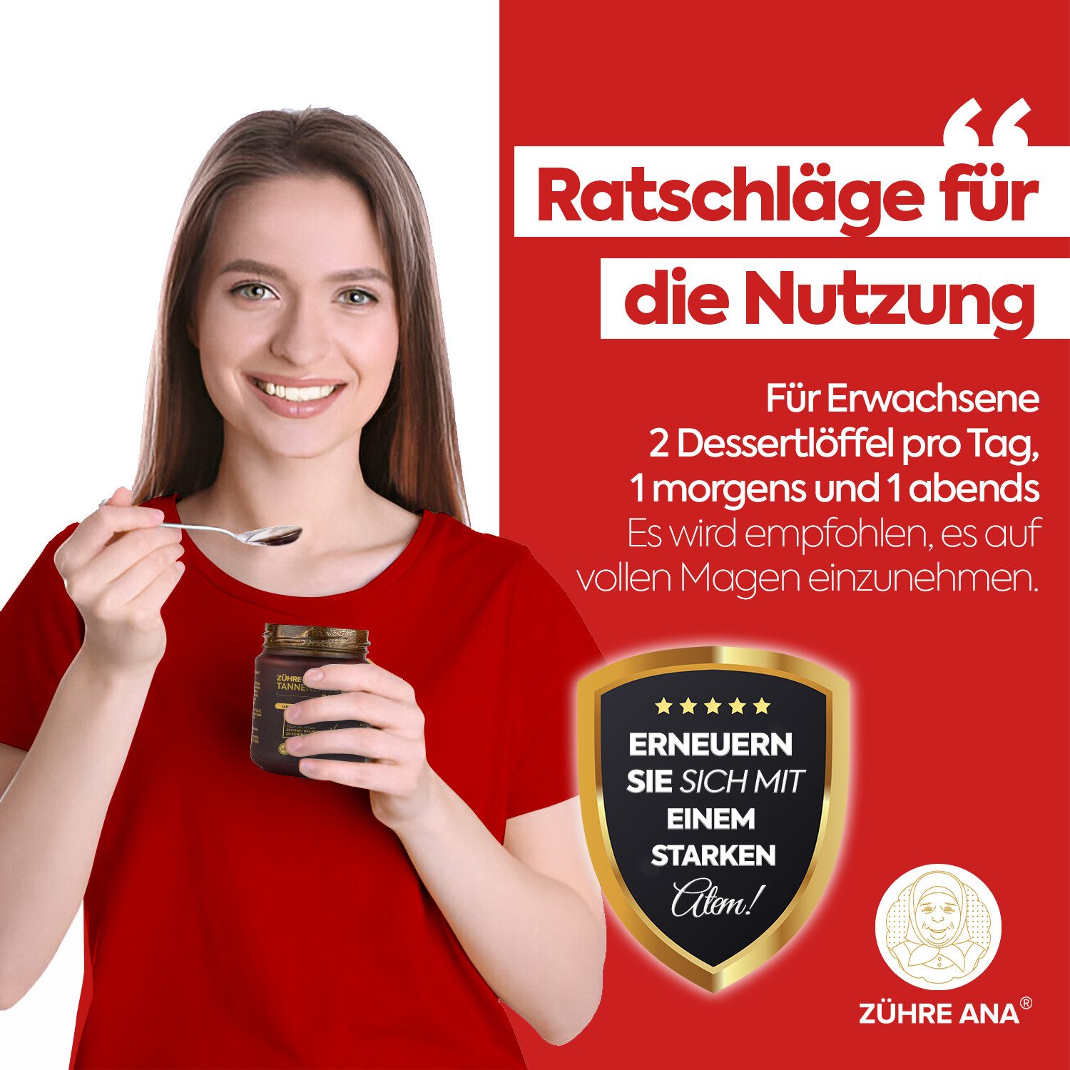 Zühre Ana® Tannenzapfenpaste mit Stevia–zuckerfreie Paste für natürliche Anwendun Paste, 240 g, Natürliche Pflanzenextrakte und unterstützende Mineralien