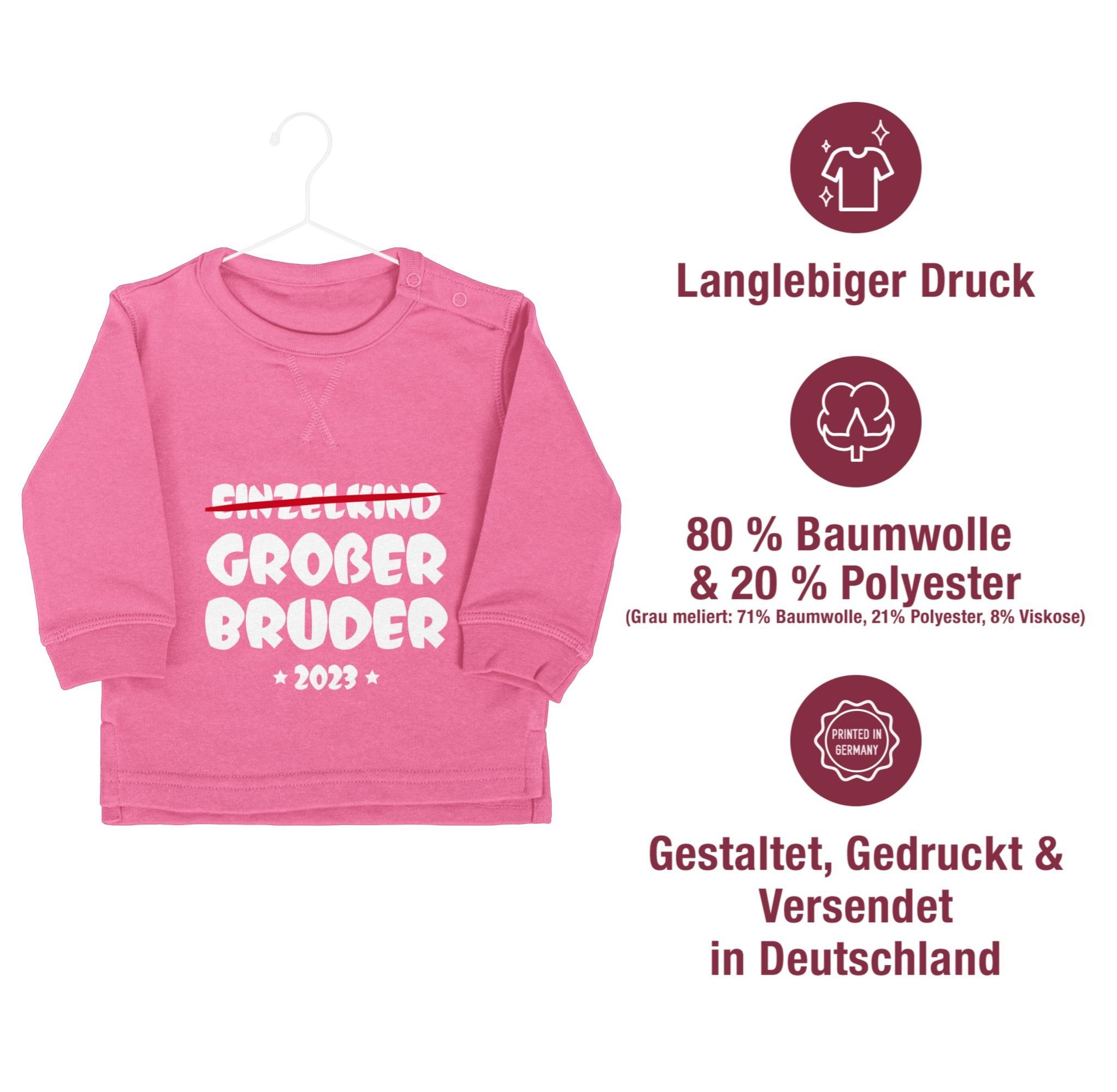 Großer Einzelkind Shirtracer Sweatshirt 3 2023 Bruder Pink Großer Bruder