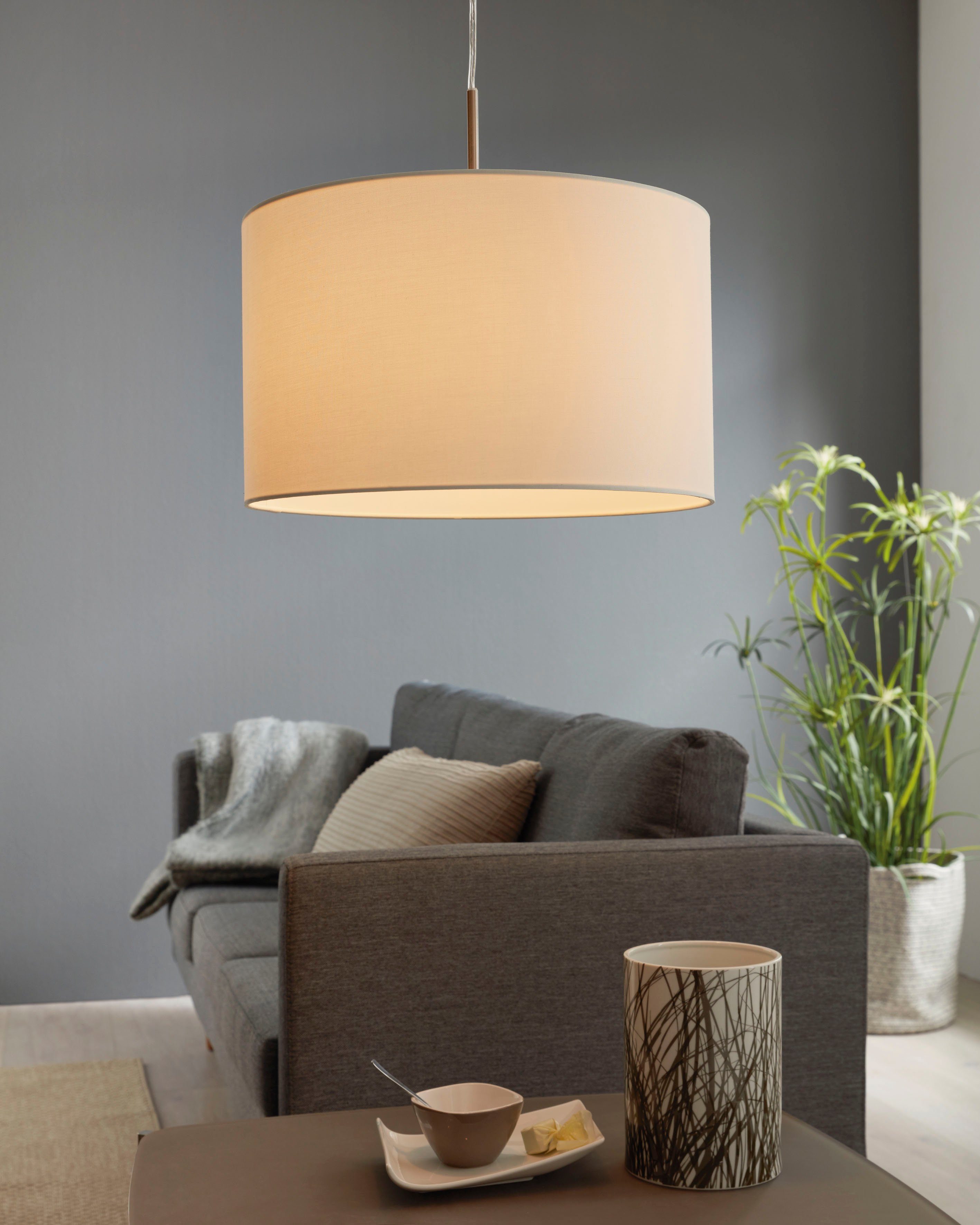EGLO Hängeleuchte PASTERI, ohne Leuchtmittel, Leuchtmittel wechselbar, Hängelampe, Wohnzimmer, Esszimmer, Küche, Textilschirm, 110x38cm