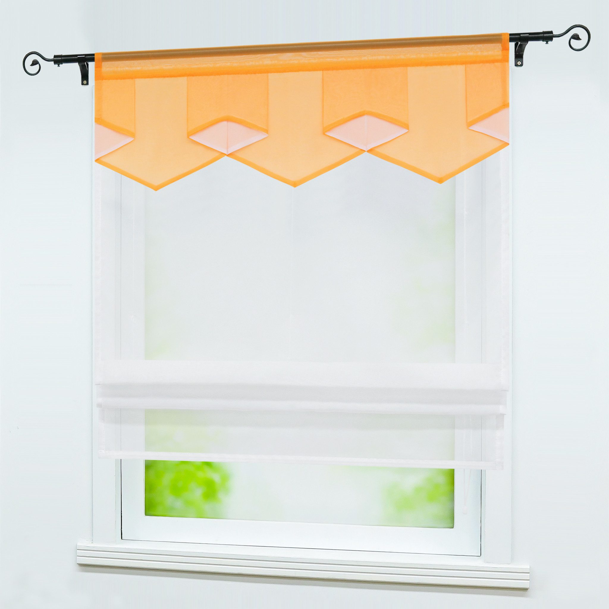 Joyswahl Raffrollo Anita, mit Stangendurchzug, Voile Modernes Bändchenrollo mit farbigem Abschluss