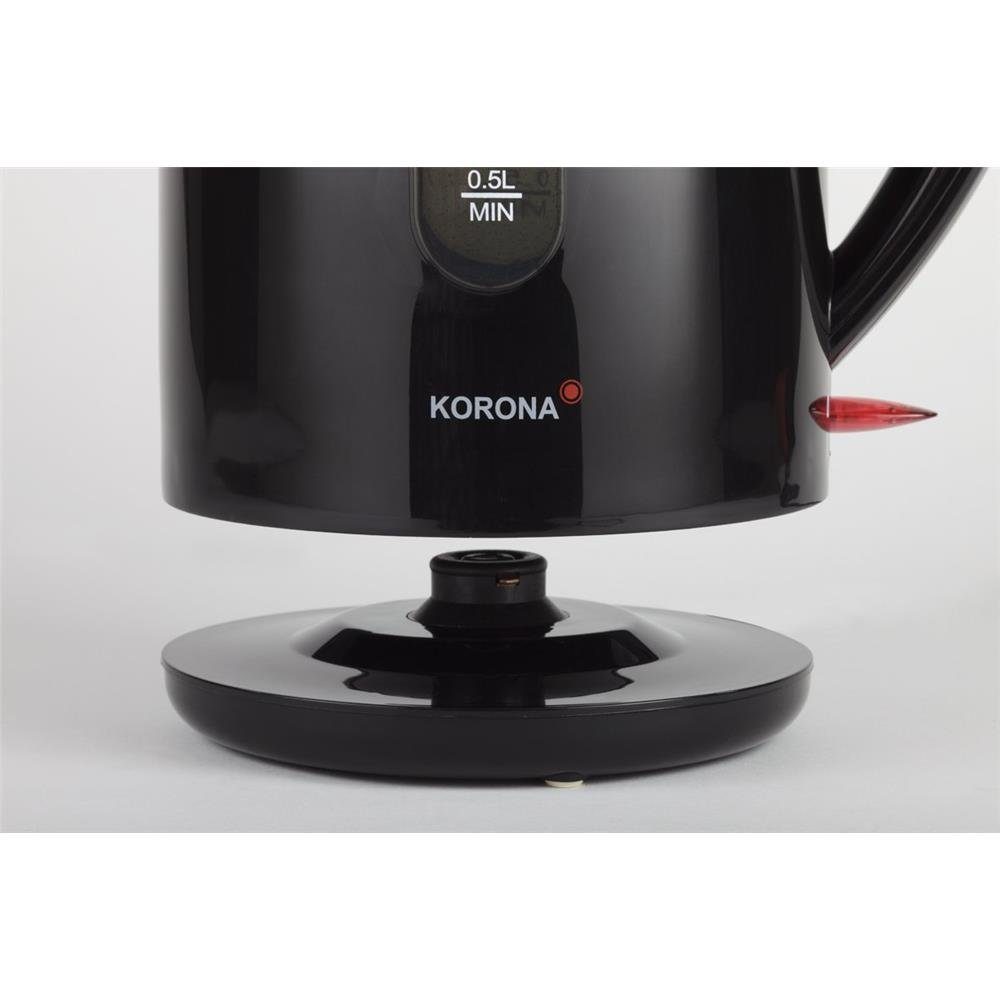 KORONA Wasserkocher Schwarz 1,7 Liter 2200W 360° Basisstation kabellos, 2200 W, Dampf-Stopp Automatik, Trockengehschutz, verdecktes Heizelement