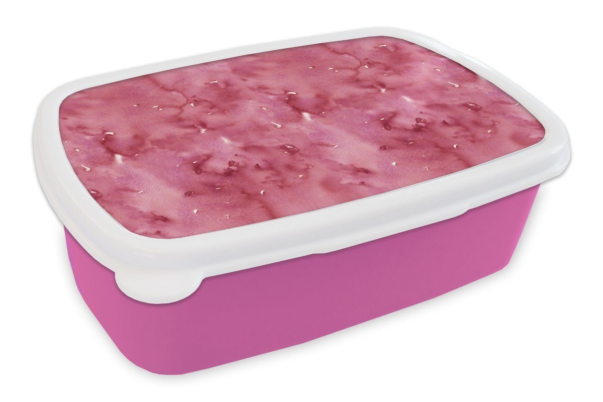 Snackbox, Brotdose Aquarell Kunststoff MuchoWow - Lunchbox (2-tlg), Kinder, Mädchen, Rosa, Brotbox für Erwachsene, Muster Kunststoff, -