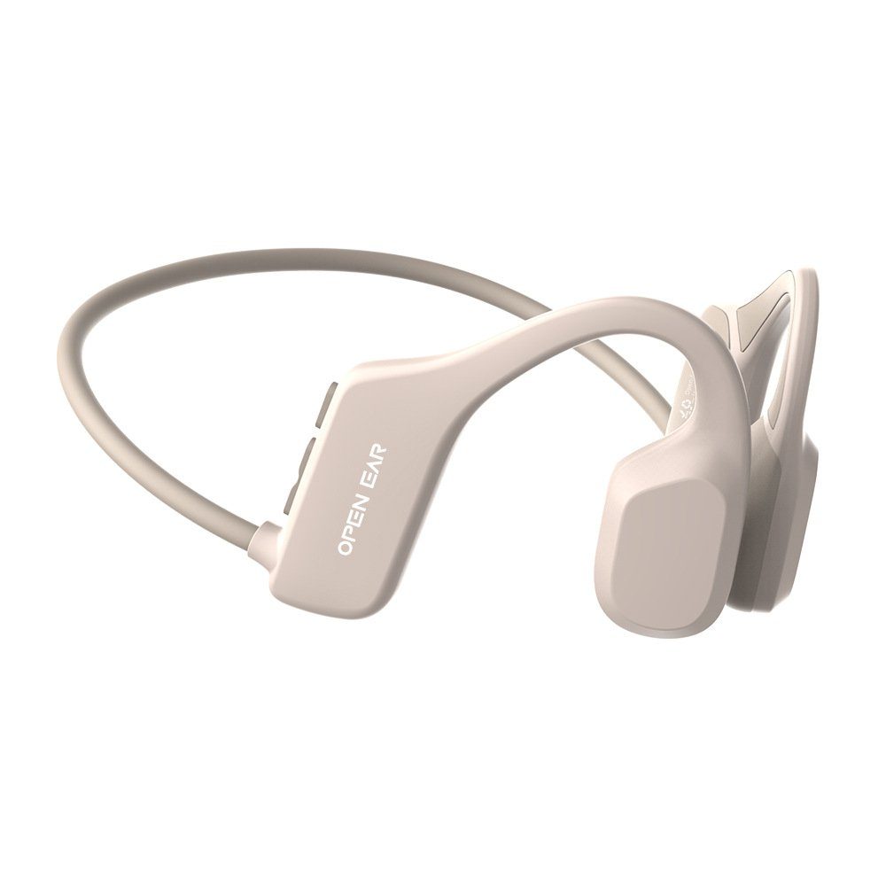 GelldG Knochenschall Kopfhörer, Schwimmen Kopfhörer, Kopfhörer Bluetooth Bluetooth-Kopfhörer beige