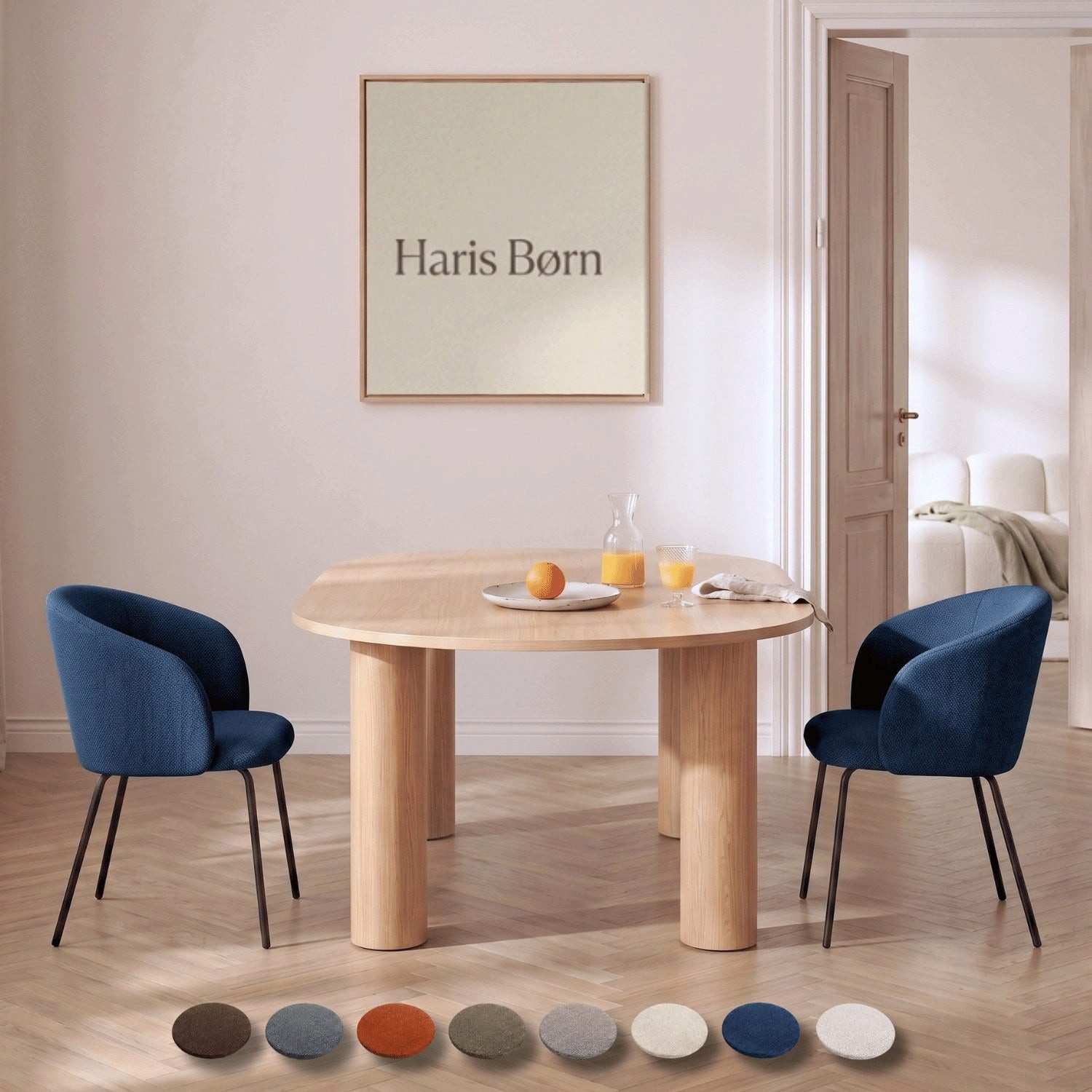 Haris Børn Esszimmerstuhl mit Armlehnen NØR - Hochwertige Polsterstühle für Esszimmer (Set, 2 St), Dunkelblau - Premium Esszimmer Stühle & Wohnzimmer Stühle