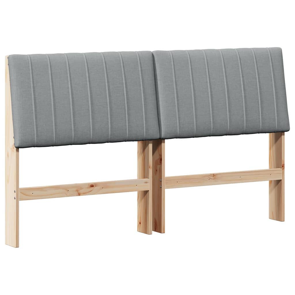 vidaXL Bett Gepolstertes Kopfteil Hellgrau 160 cm Massives Kiefernholz (1-tlg)