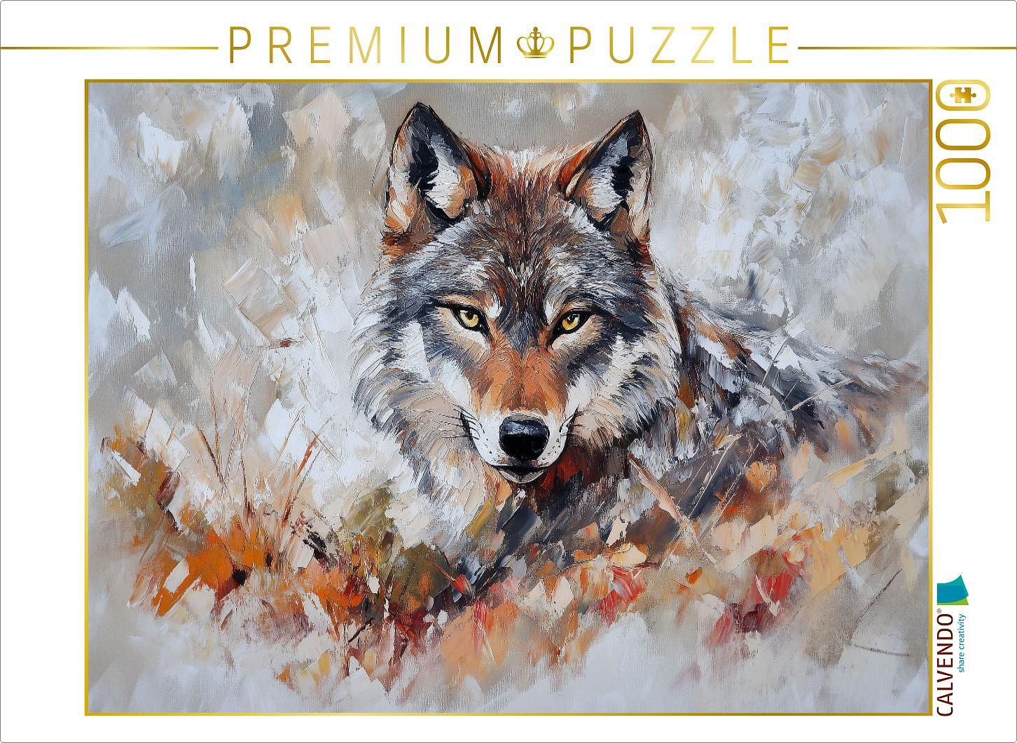 CALVENDO Puzzle CALVENDO Puzzle Wölfe schreien in der Kunst für Freiheit und Familie, 1000 Puzzleteile