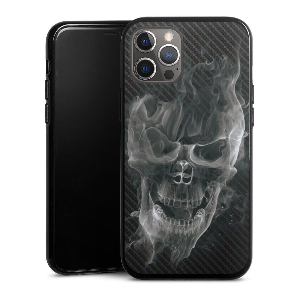 Handyhülle Totenkopf Schädel Carbon Smoke Skull Carbon
