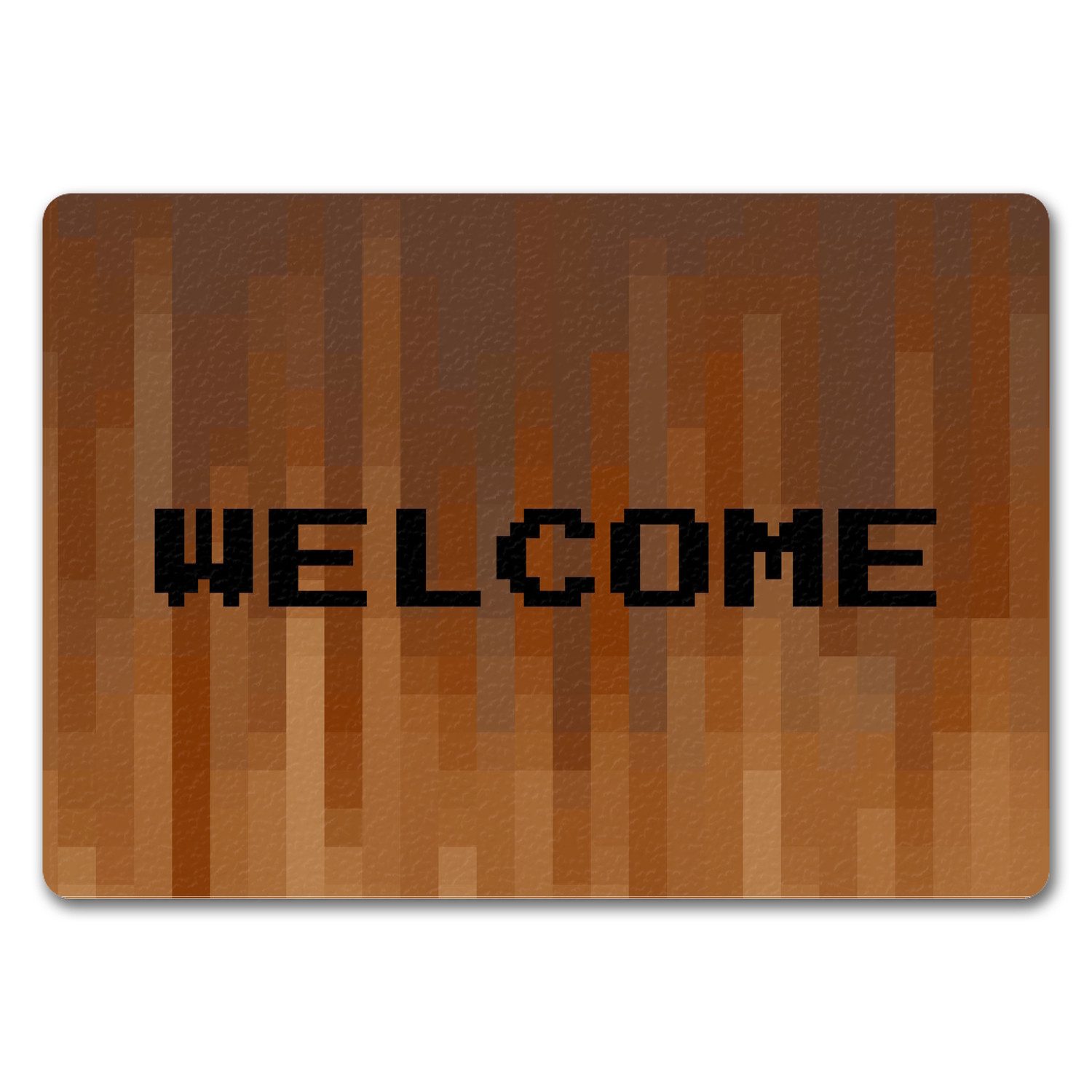 Fußmatte Fußmatte in 35x50 cm ohne Rand mit Pixelmotiv und Spruch: Welcome Art