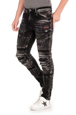 Cipo & Baxx Slim-fit-Jeans mit großem Tiermotiv