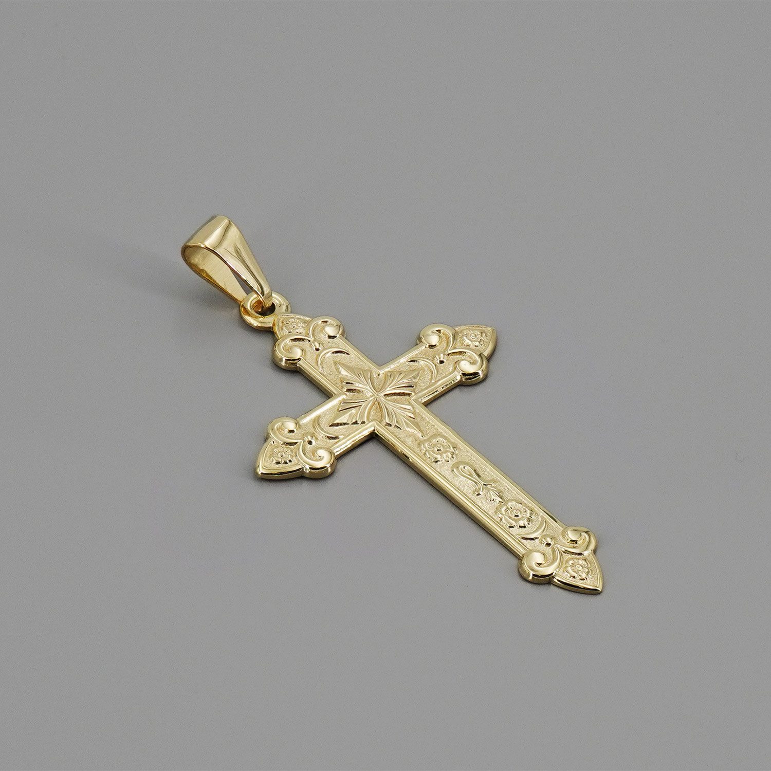 trendor Kreuzanhänger 51998, Kreuz-Anhänger Gold 585 (14 Karat) 40 x 27 mm