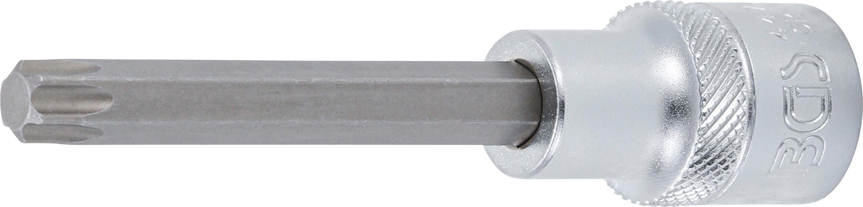 BGS technic Bit-Schraubendreher Bit-Einsatz, Länge 100 mm, Antrieb Innenvierkant 12,5 mm (1/2), T-Profil (für Torx) T50 | Schraubendreher