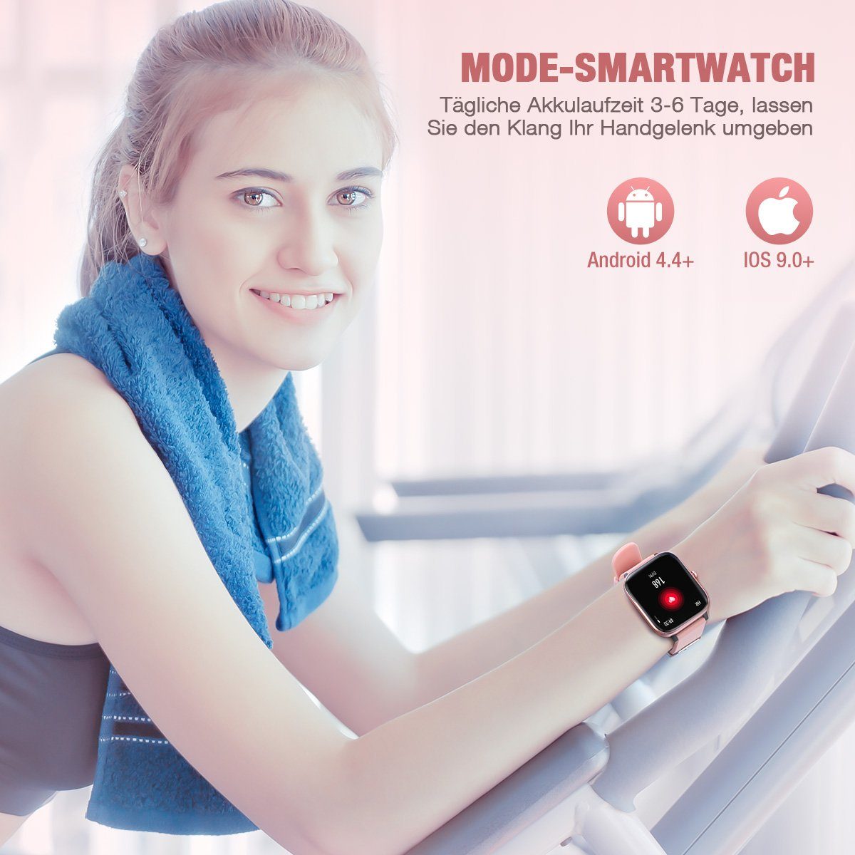 für Damen IP67 mit mit Bluetooth mit Telefonfunktion/WhatsApp SmartWatch Screen 1.7" Smartwatch ombar Uhren Herren Anrufe, Wasserdicht,1.70" Uhr Zoll) Fitnessuhr Rosa Touchscreen HD cm/1.7 Tracker Voll iOS/Android Blutsauerstoff/Pulsmesser/Sportuhr/Schrittzähler/Schlafmonitor usw Touch Fitness Notiz,Smartwatch Voll Watch Tracker Aktivitätstracker (Fitnessuhr