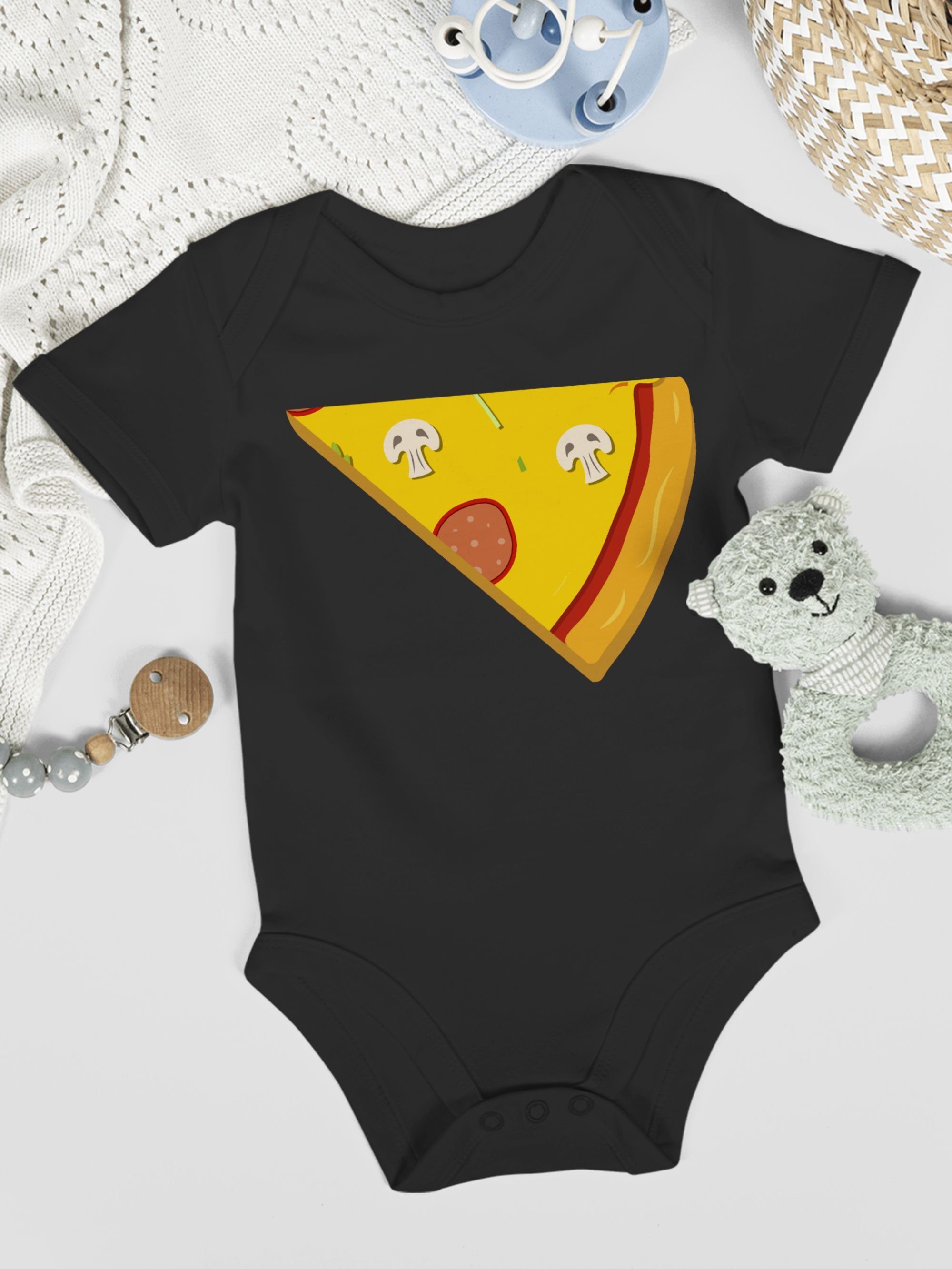 2 Partner-Look Shirtbody Schwarz Partner Familie 1 Shirtracer Baby Teil Pizza