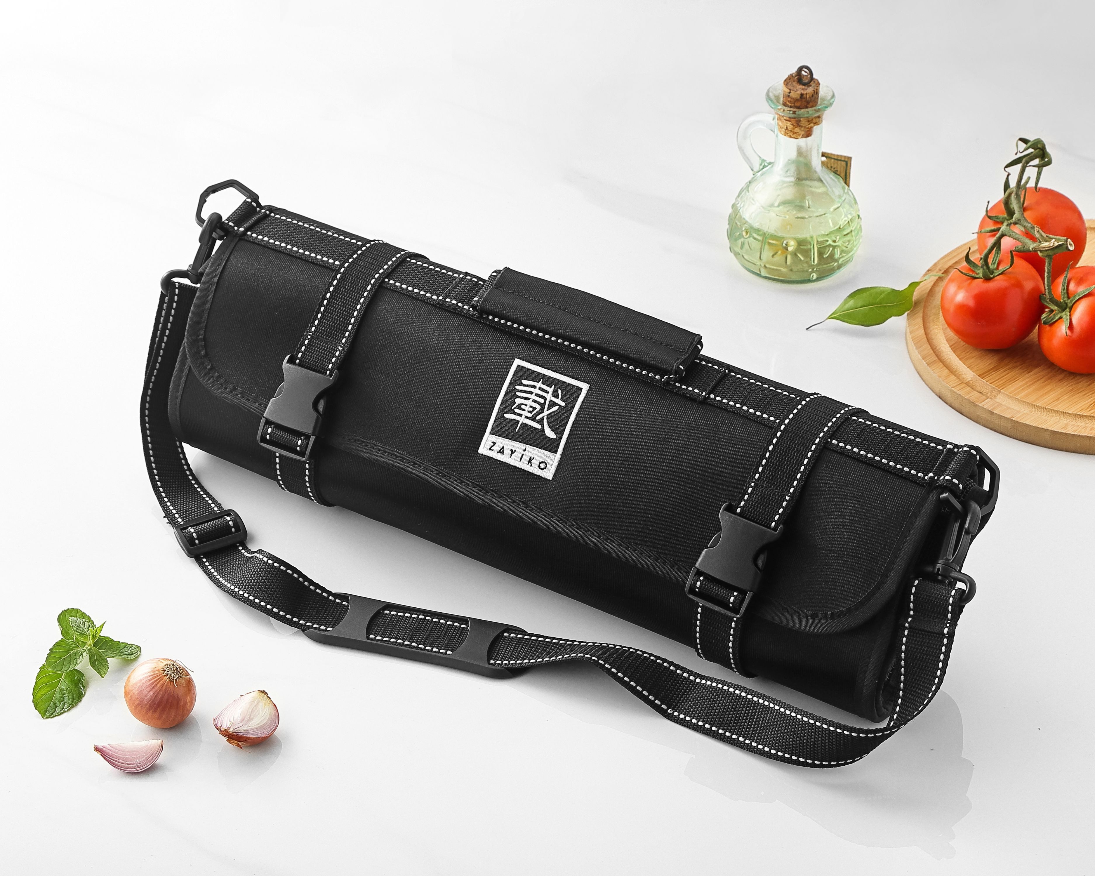 ZAYIKO Messertasche Messertasche Kochmesserrolle 13 Fächer - bis zu 12 Messer + 1 Schere