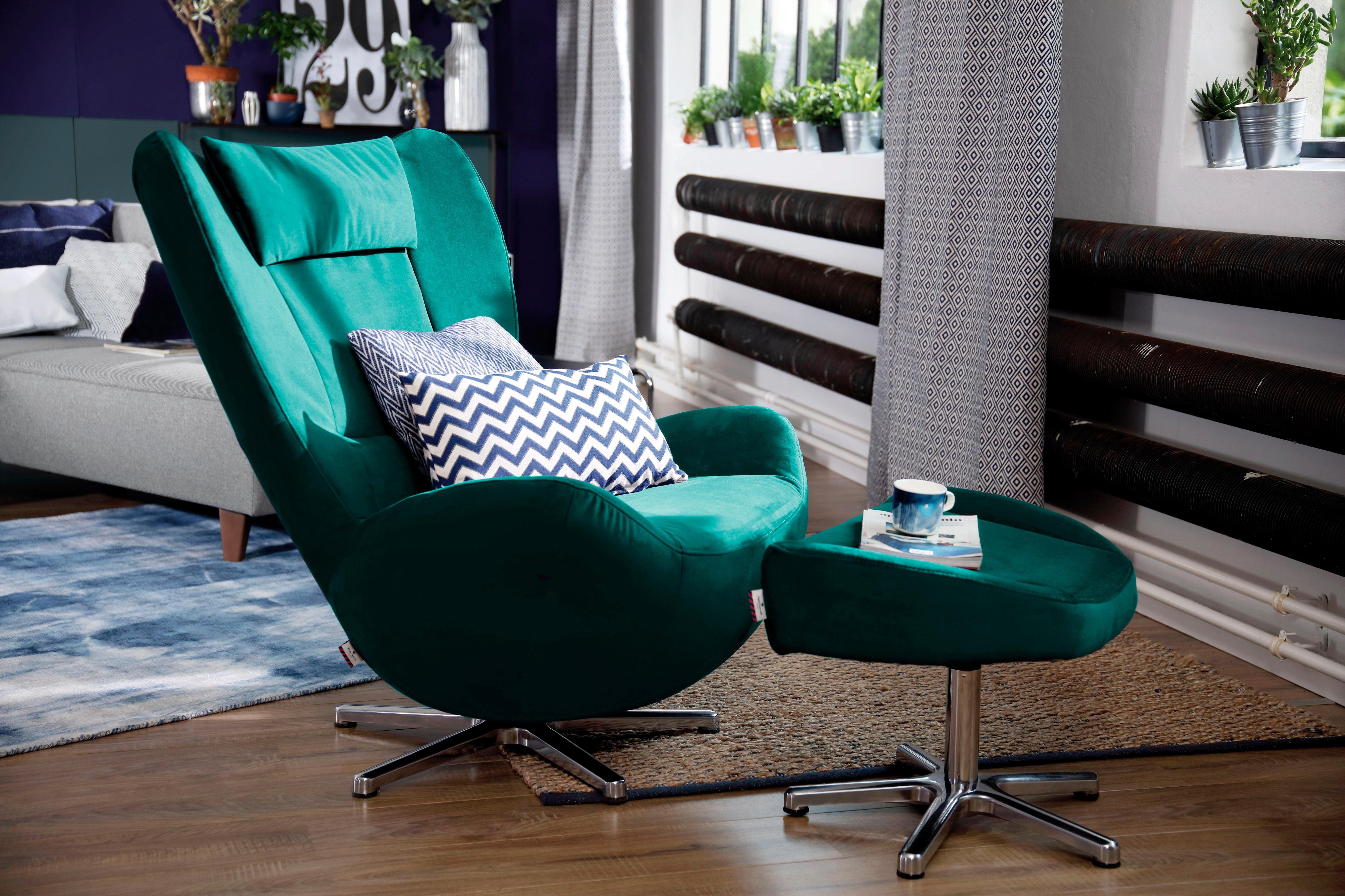 TAILOR Chrom Loungesessel PURE, TOM in TOM Metall-Drehfuß HOME mit