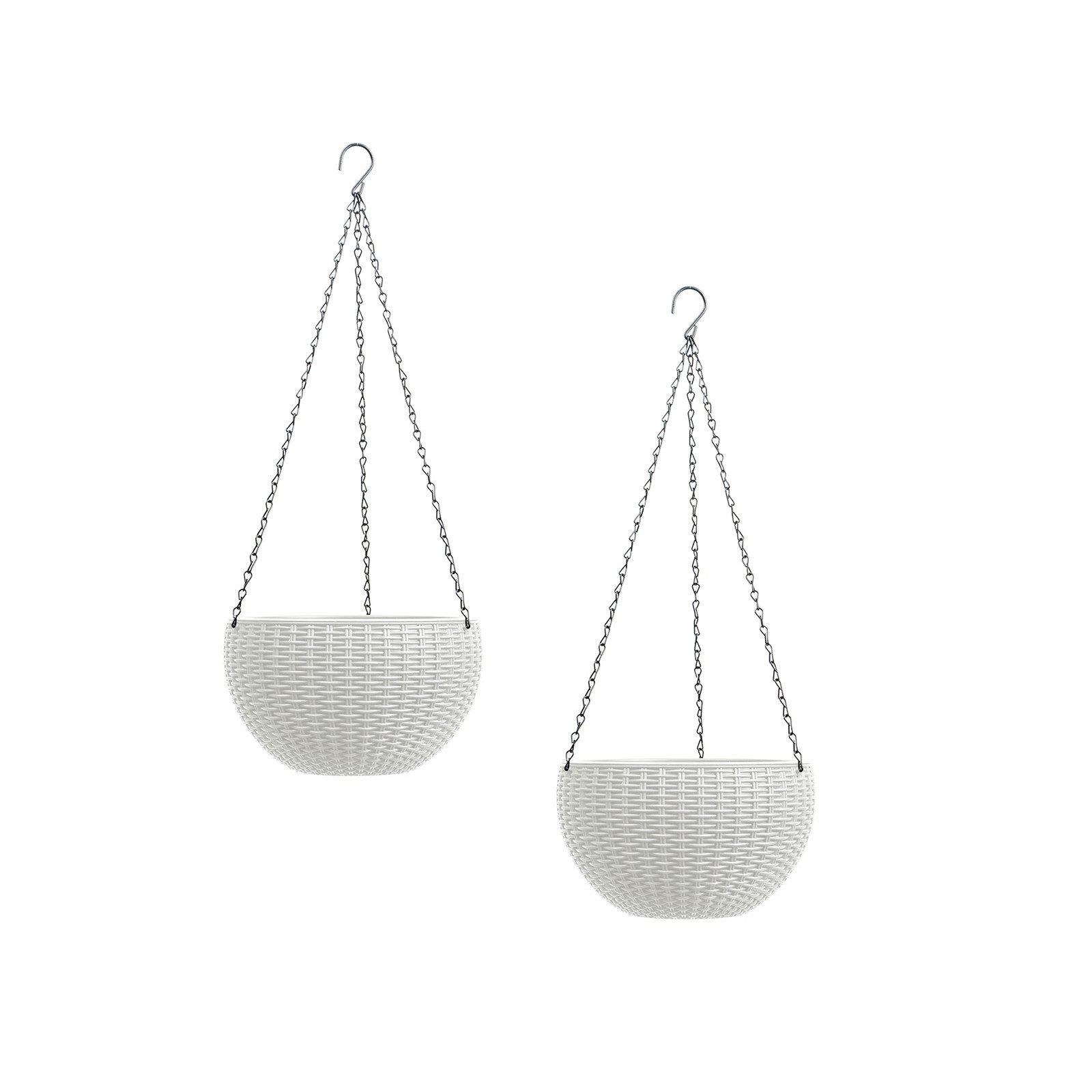 Blumenampel Blumenampel 2er Set Rattanoptik Weiß