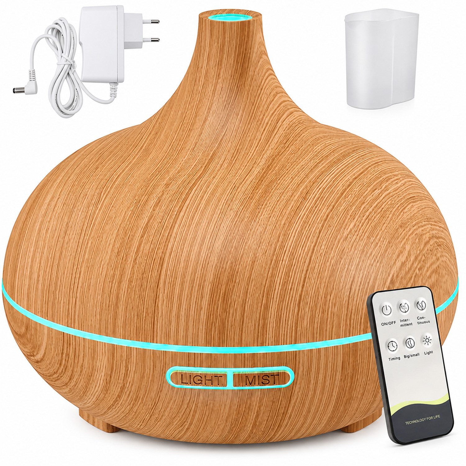 AKKEE Diffuser Multifunktions-Luftbefeuchter Aromatherapie-Diffusor 500ml, 0,5 l Wassertank, mit 3 Timer-Einstellungen