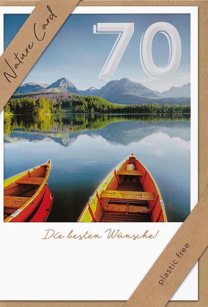 BSB Klemmen Geburtstagskarte Zahl 70 - Natur Card, inkl. Umschlag