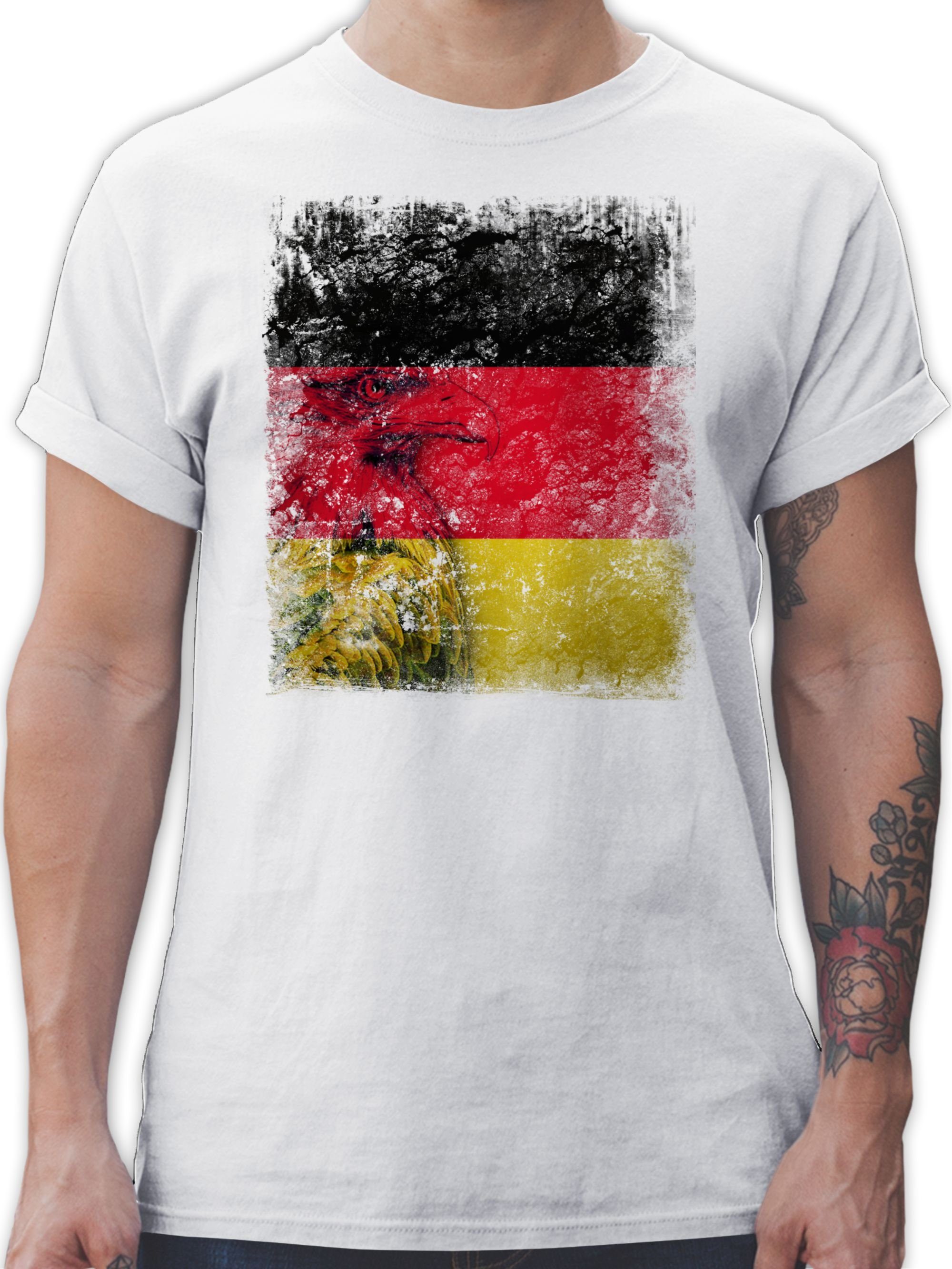 Shirtracer T-Shirt Deutschland WM Adler Flagge Fussball EM 2024 03 Weiß