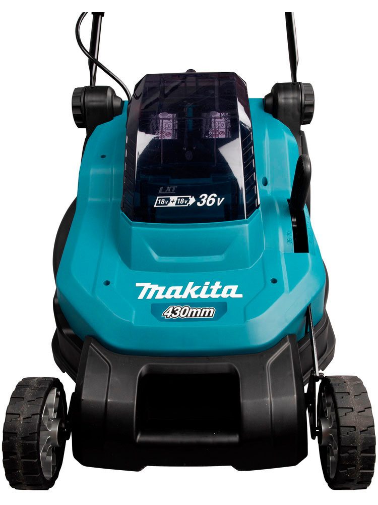 Makita Akkurasenmäher DLM432PT2, 43 cm Schnittbreite, mit 2 Akkus 18V/5 Ah LXT, und Doppel-Schnellladegerät – Bild 5 von 5