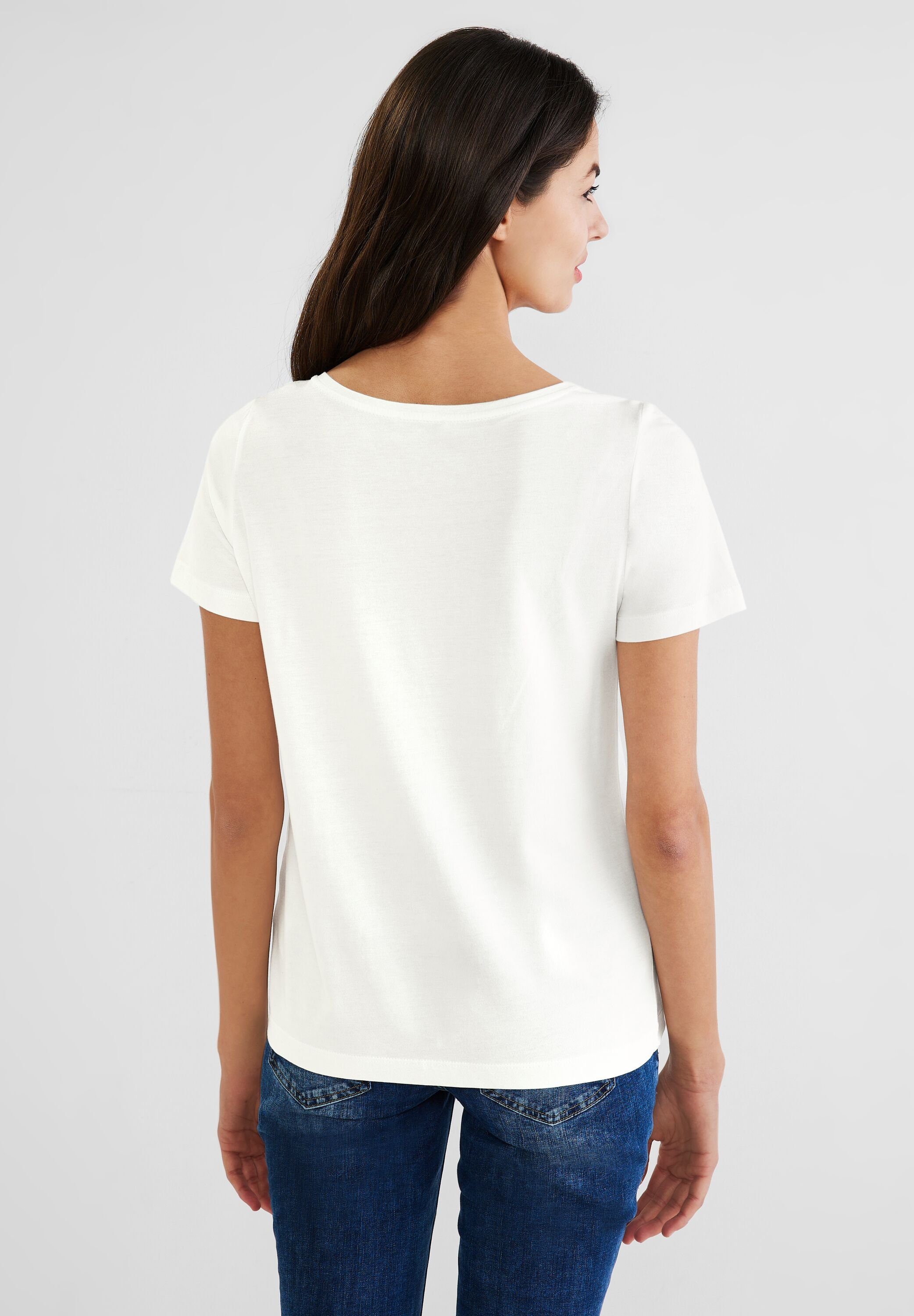 off Rundhalsshirt white STREET Rundhalsausschnitt ONE mit