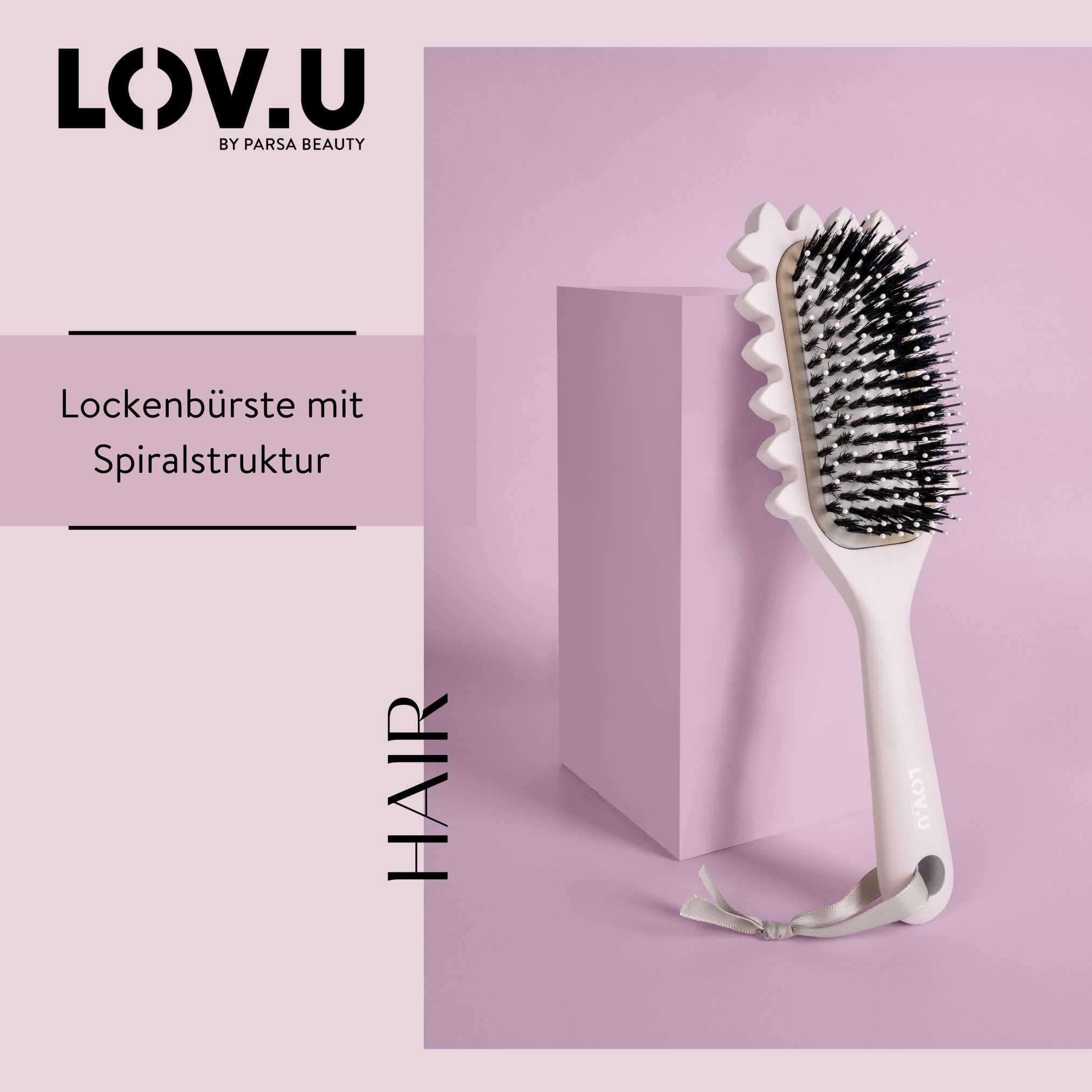 PARSA Beauty Haarbürste LOV.U Lockenb?rste zur Definition & Entwirrung mit Herz-Design