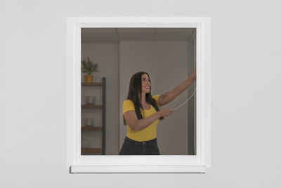 SCHELLENBERG Insektenschutz-Fensterrahmen Easy Click für Fenster, Fliegengitter Pollenschutz ohne bohren, 130 x 150 cm, anthrazit, 70475