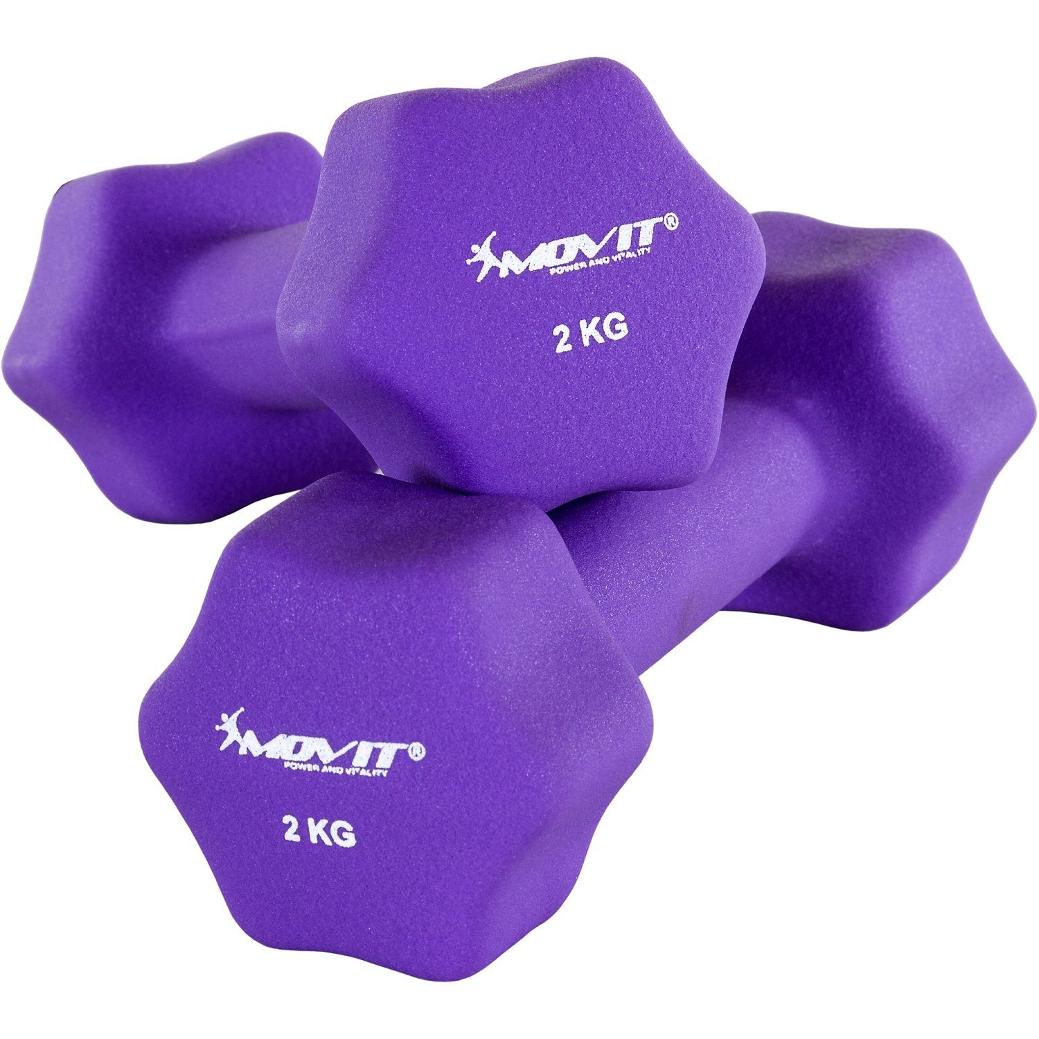 MOVIT Hantel-Set 2er Set Neopren Hanteln, Kurzhanteln, (Set, 2er-Set), Hantel in 8 Gewichts- und Farbvarianten 2x 0,5kg bis 2x 5kg