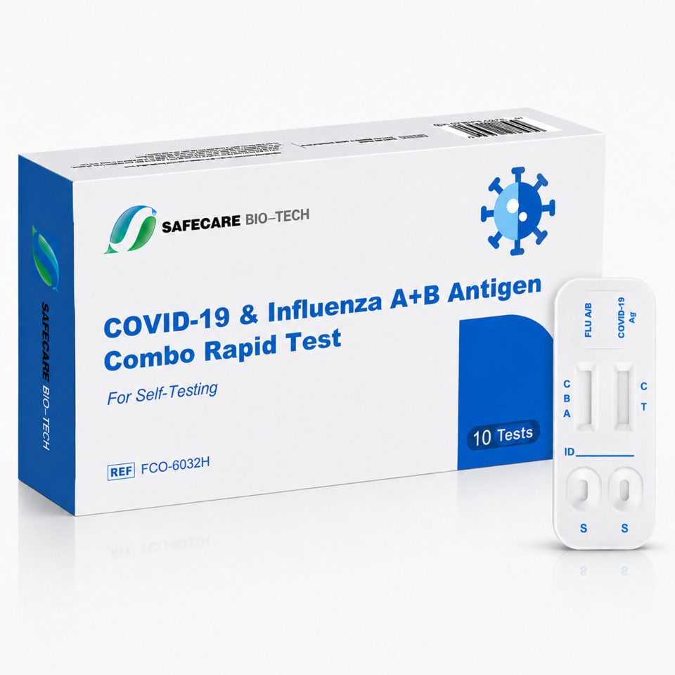 Safecare Bio-Tech Influenza-Schnelltest Erkältungstest - Corona + Influenza A/B 3in1 Schnelltest, 3 Messparameter, 10-tlg., Schnelles Ergebnis, einfache Handhabung, hohe Genauigkeit