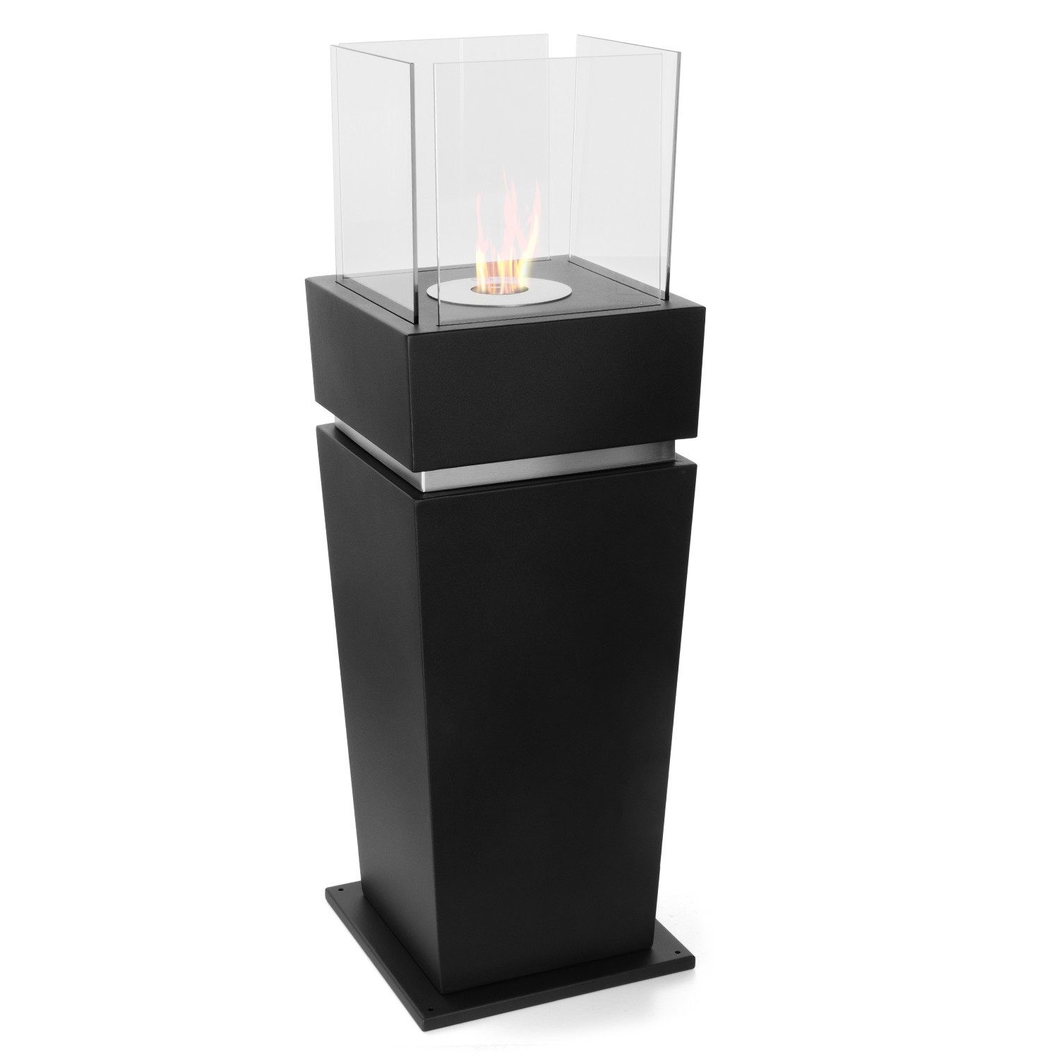 Moritz Dekokamin Standkamin 99 x 32 x 32 cm Säule 0,8 Liter Brenner, Ethanolbrenner Glasfeuer Terrassenfeuer Kamin