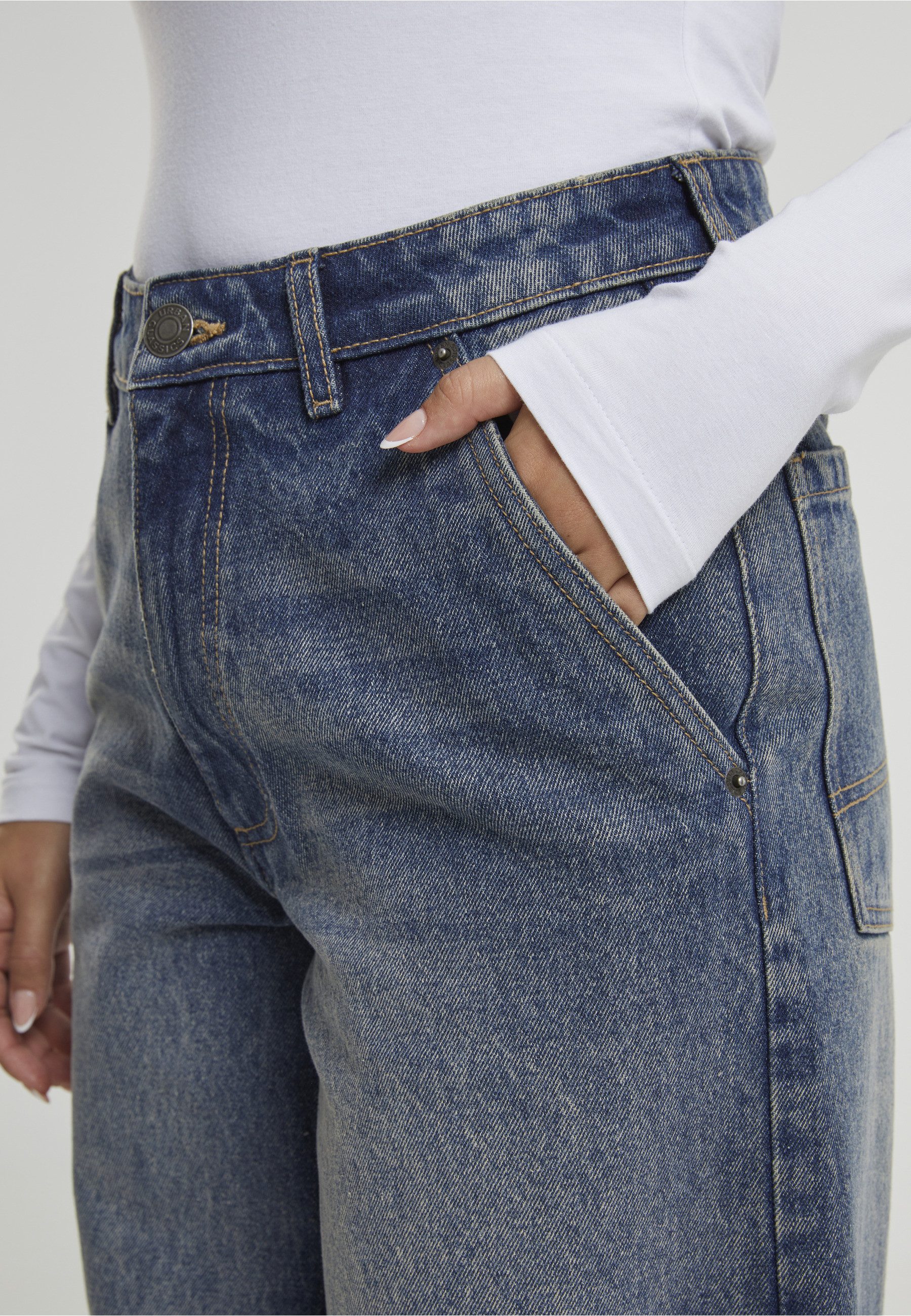 URBAN CLASSICS Bequeme Jeans Urban Classics Ladies Tapered Baggy Jeans