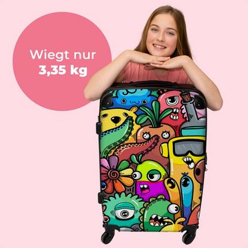 NoBoringSuitcases.com© Koffer Monster - Muster - Gemüse - Blumen - Regenbogen - Kinder 67x43x25cm, 4 Rollen, Mittelgroßer Koffer für Kinder, Trolley