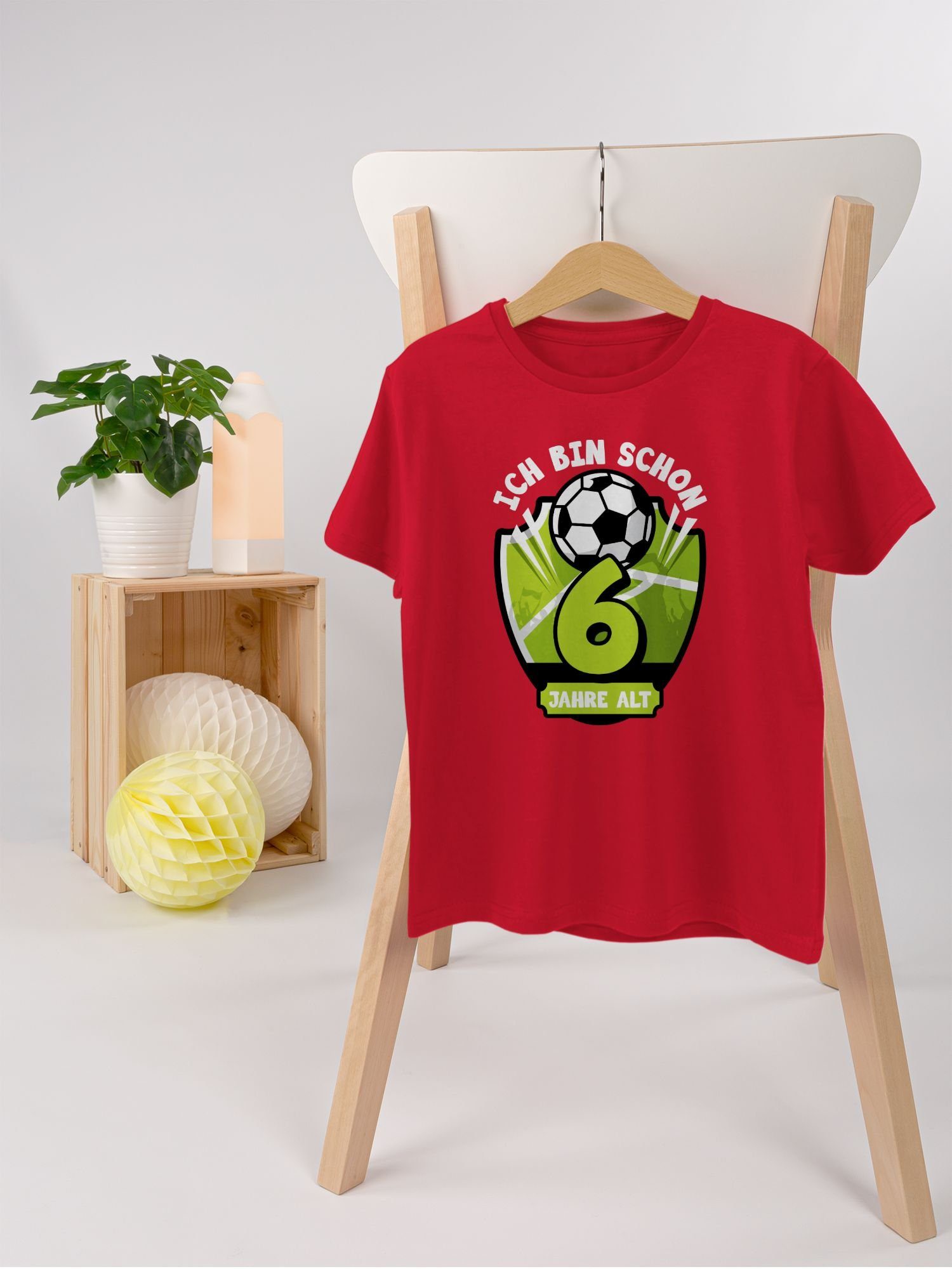 Shirtracer T-Shirt Ich bin schon 6. Geburtstag Jahre sechs alt Fußball 3 Rot
