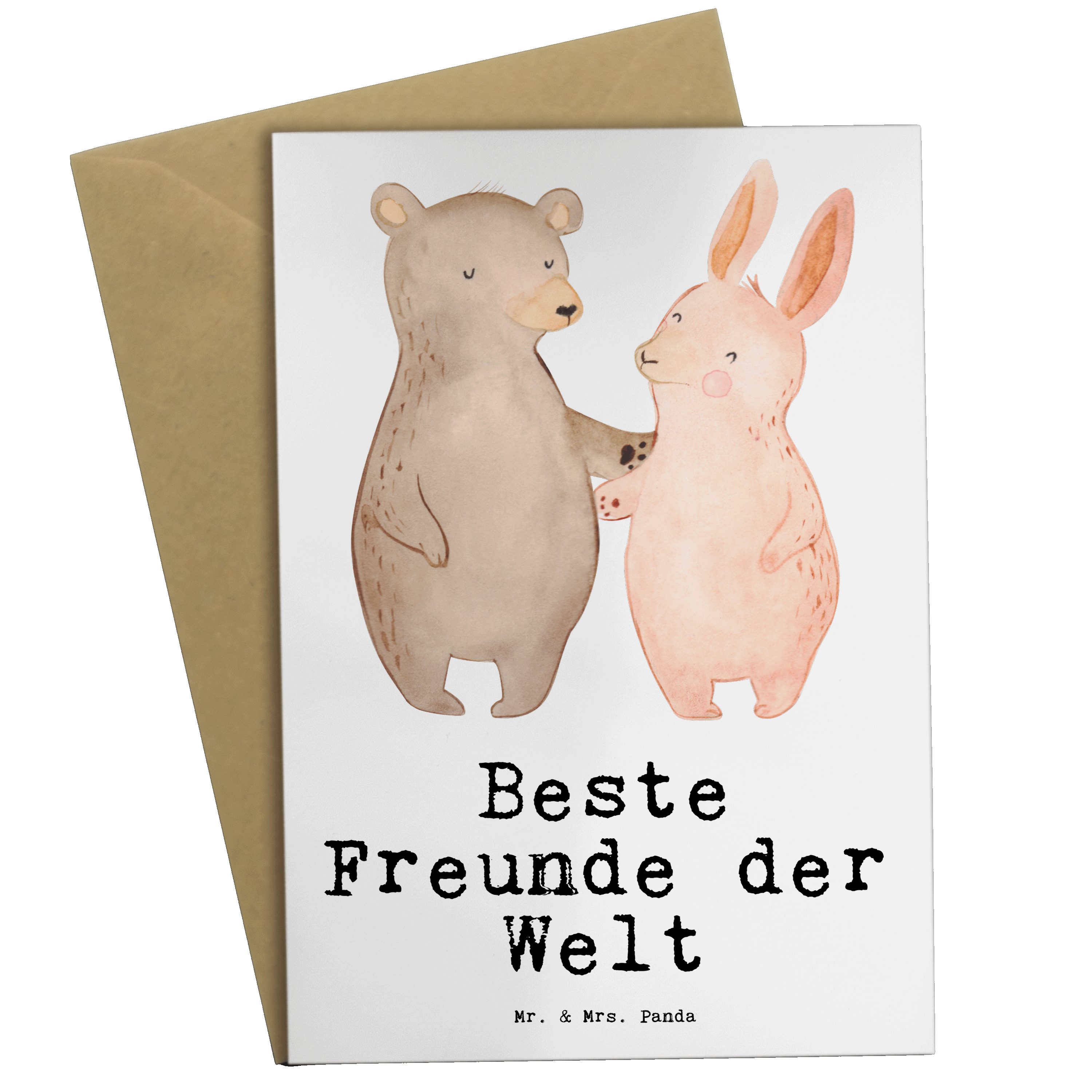 Mr. & Mrs. Panda Grußkarte Hase Beste Freunde der Welt - Weiß - Geschenk, Geschenkidee, Hochzeit