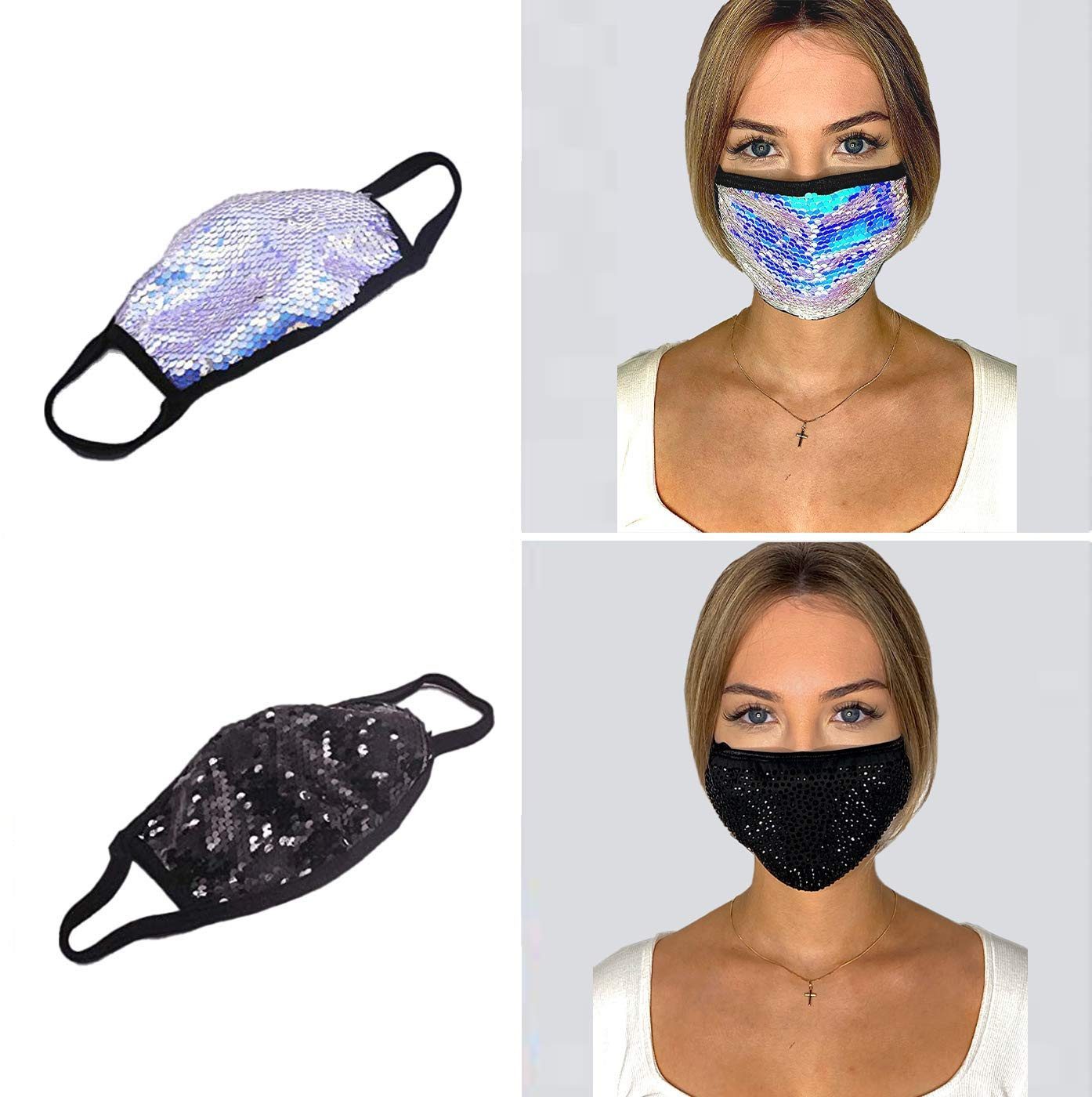 Dilara Mund-Nasen-Masken PREMIUM Strass & Pailletten Gesichtsmaske für Damen & Herren, Funkelnder Schutz mit Stil – ideal für besondere Anlässe