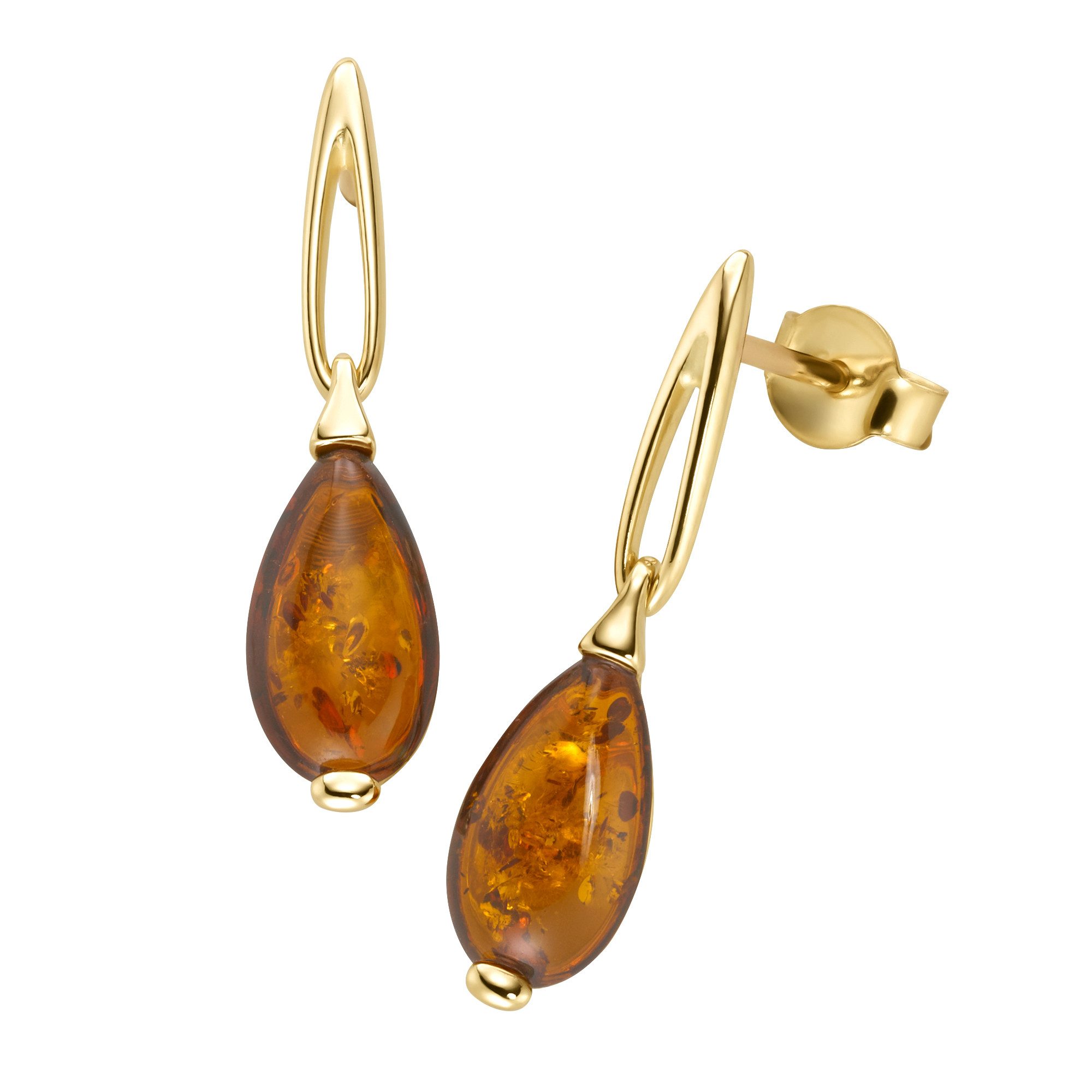 Luigi Merano Paar Ohrhänger mit Bernstein, Gold 375 günstig online kaufen