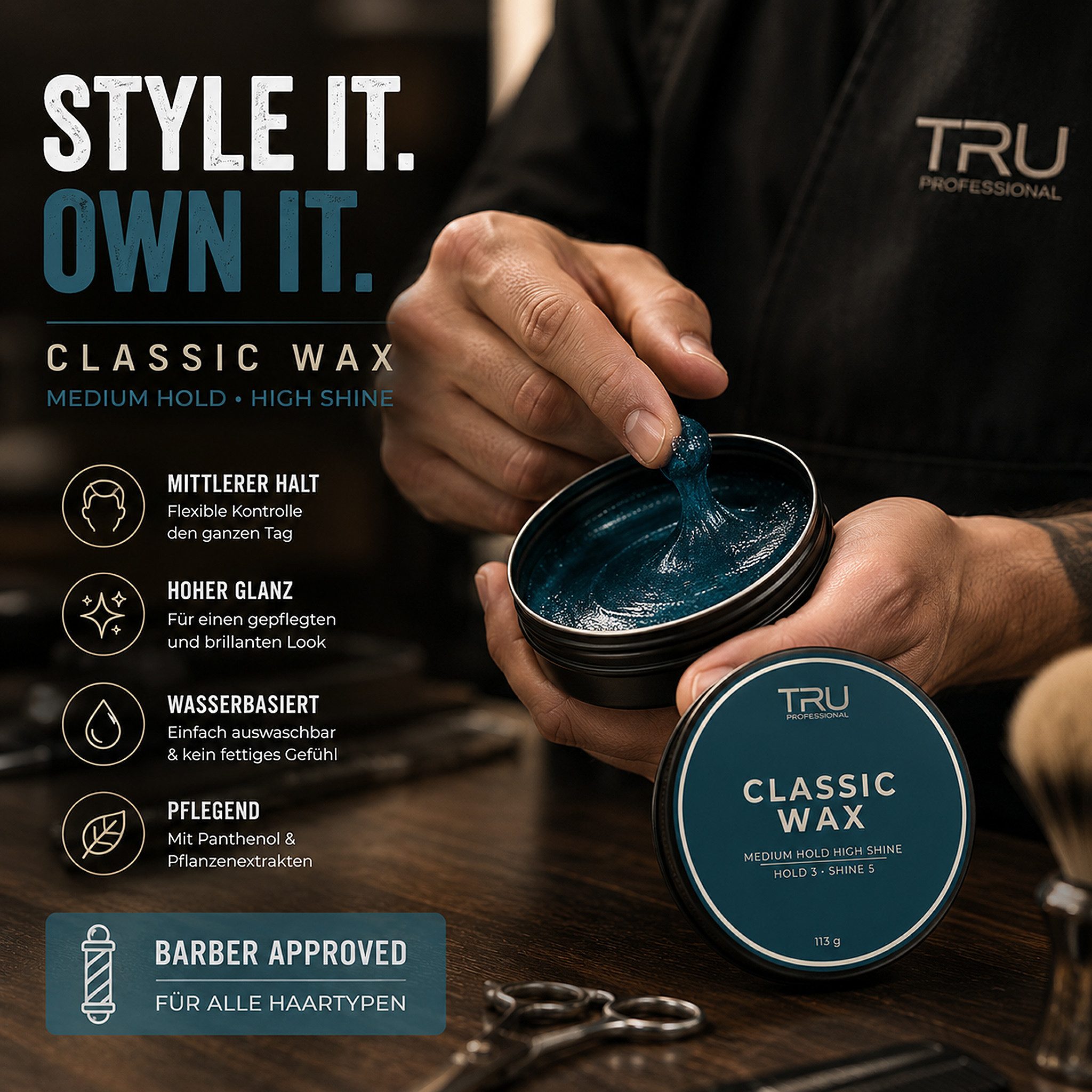 TRU Haarwachs Classic Wax, 2-tlg., je 113 g, Wasserbasiert