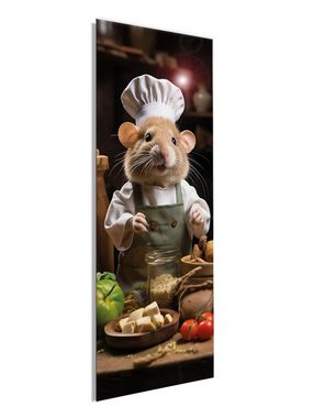 artissimo Glasbild Glasbild 30x80cm Bild aus Glas Küche Küchenbild hoch lustig schmal, Essen und Trinken: Chefkoch Maus