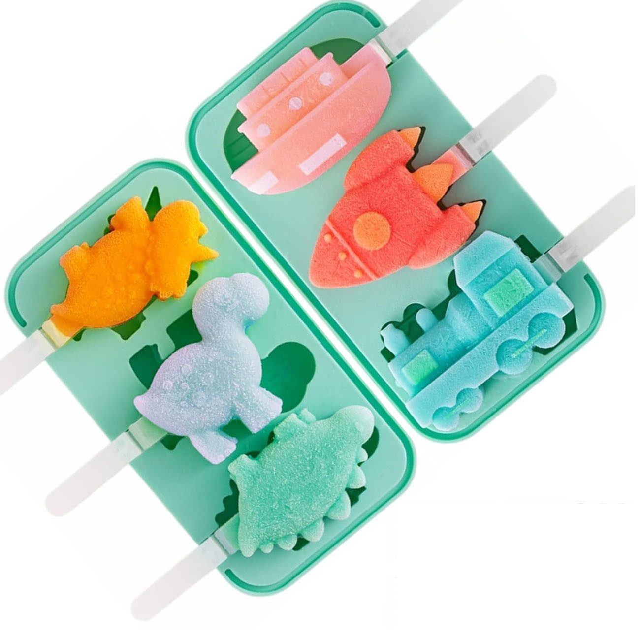 FELIXLEO Eisform 2er Set Eis am Stiel Formen Silikon mit 12 Sticks Ice Lolly Mold, (2-tlg)