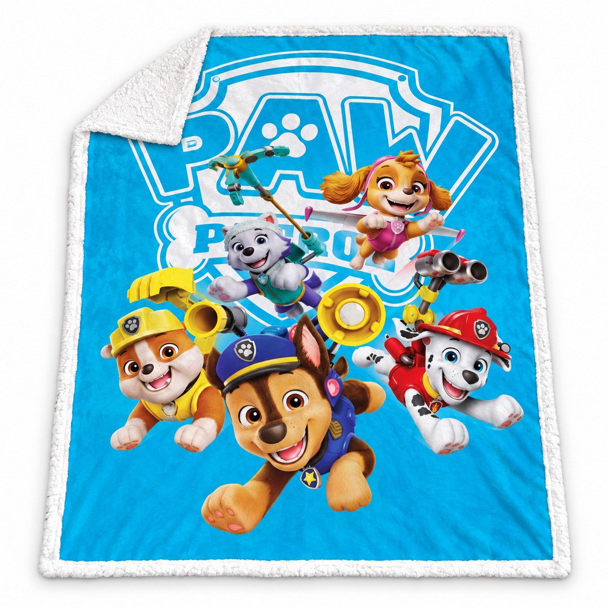 Wolldecke Paw Patrol Kinder Flanell Wohndecke warme Kuscheldecke 120x150 cm, PAW PATROL