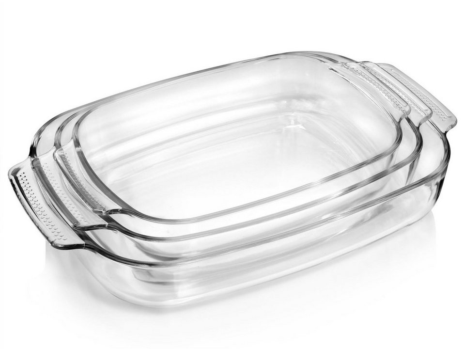 SÄNGER Auflaufform Ofenform Set, Borosilikatglas Glas, (3-St), in  verschiedenen Größen, 1,5 L, 2,5 L & 3,5 L, hitzebeständig
