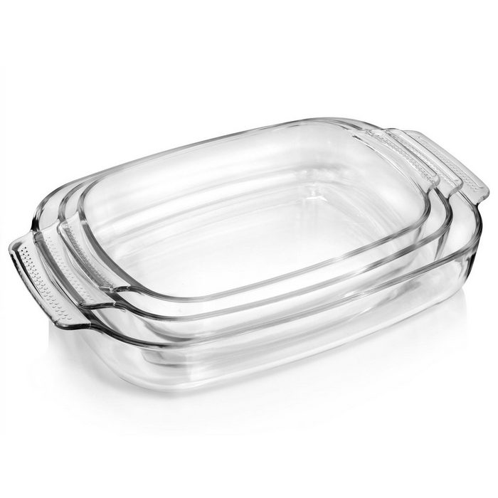 SÄNGER Auflaufform Ofenform Set Borosilikatglas Glas (3-St) in verschiedenen Größen 1 5 L 2 5 L & 3 5 L hitzebeständig