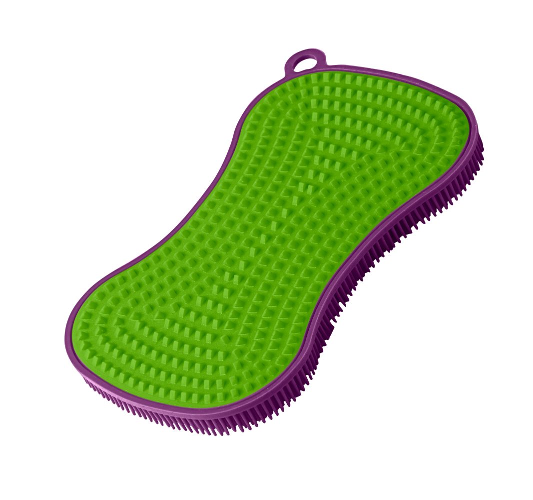 Kochblume Reinigungsbürste Scrubby, Farbe: lila/limette, Küche, Bad, Auto, Geschirr & Besteck, (1-tlg., 1x Scrubby), Premium-Silikon & BPA frei, hitzebeständig, spülmaschinenfest